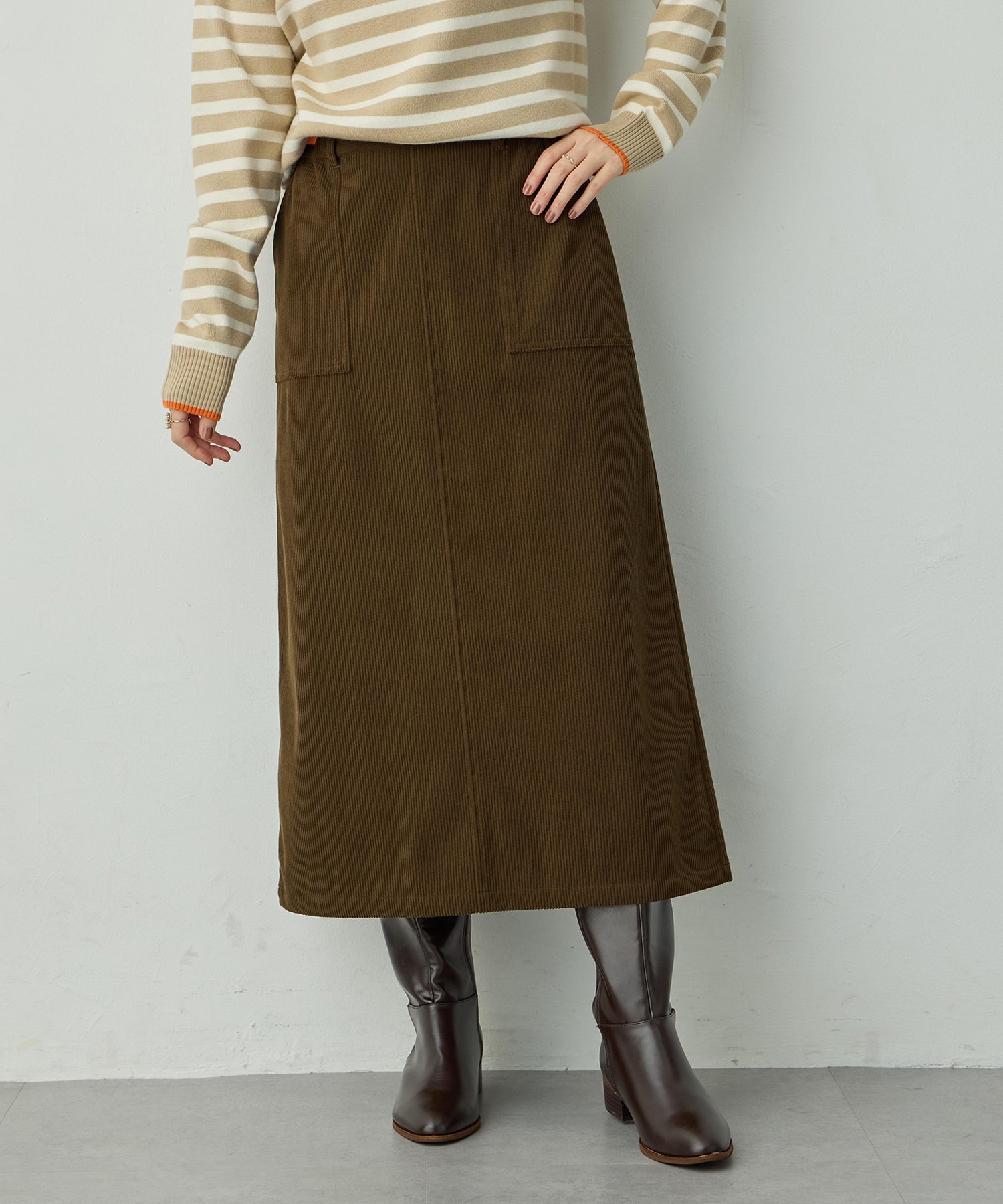 プチ オンフルール Petit Honfleur コーデュロイスカート (アイボリー) アイボリー