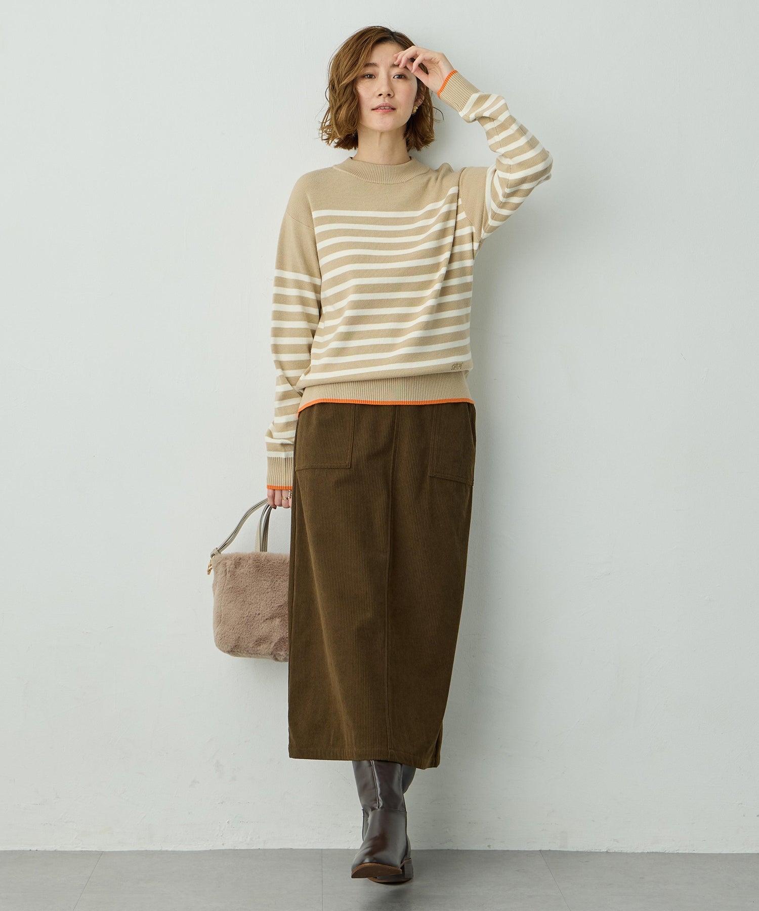 プチ オンフルール Petit Honfleur コーデュロイスカート (アイボリー) アイボリー