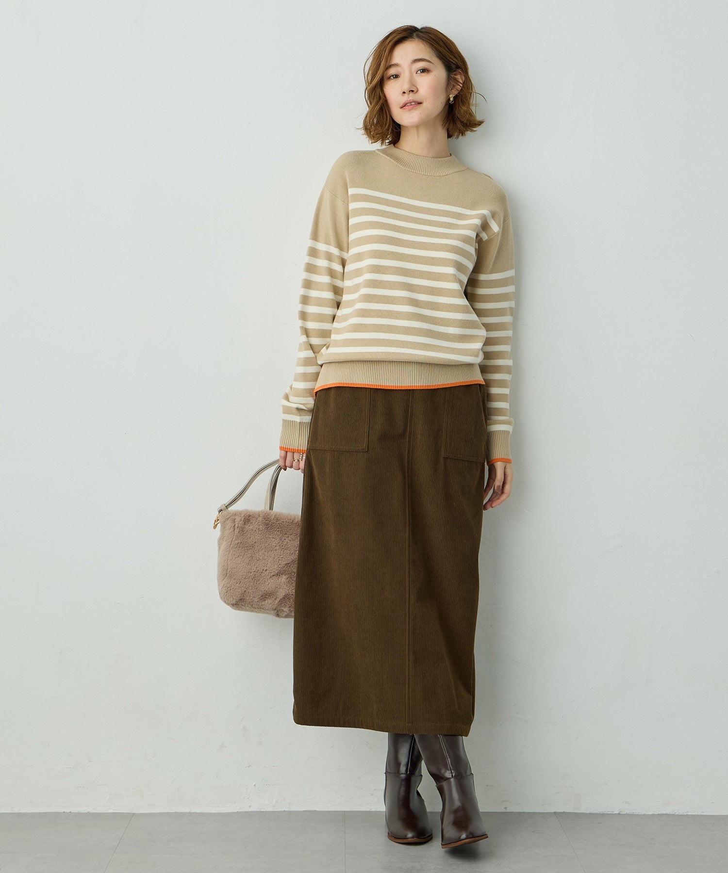 プチ オンフルール Petit Honfleur コーデュロイスカート (アイボリー) アイボリー