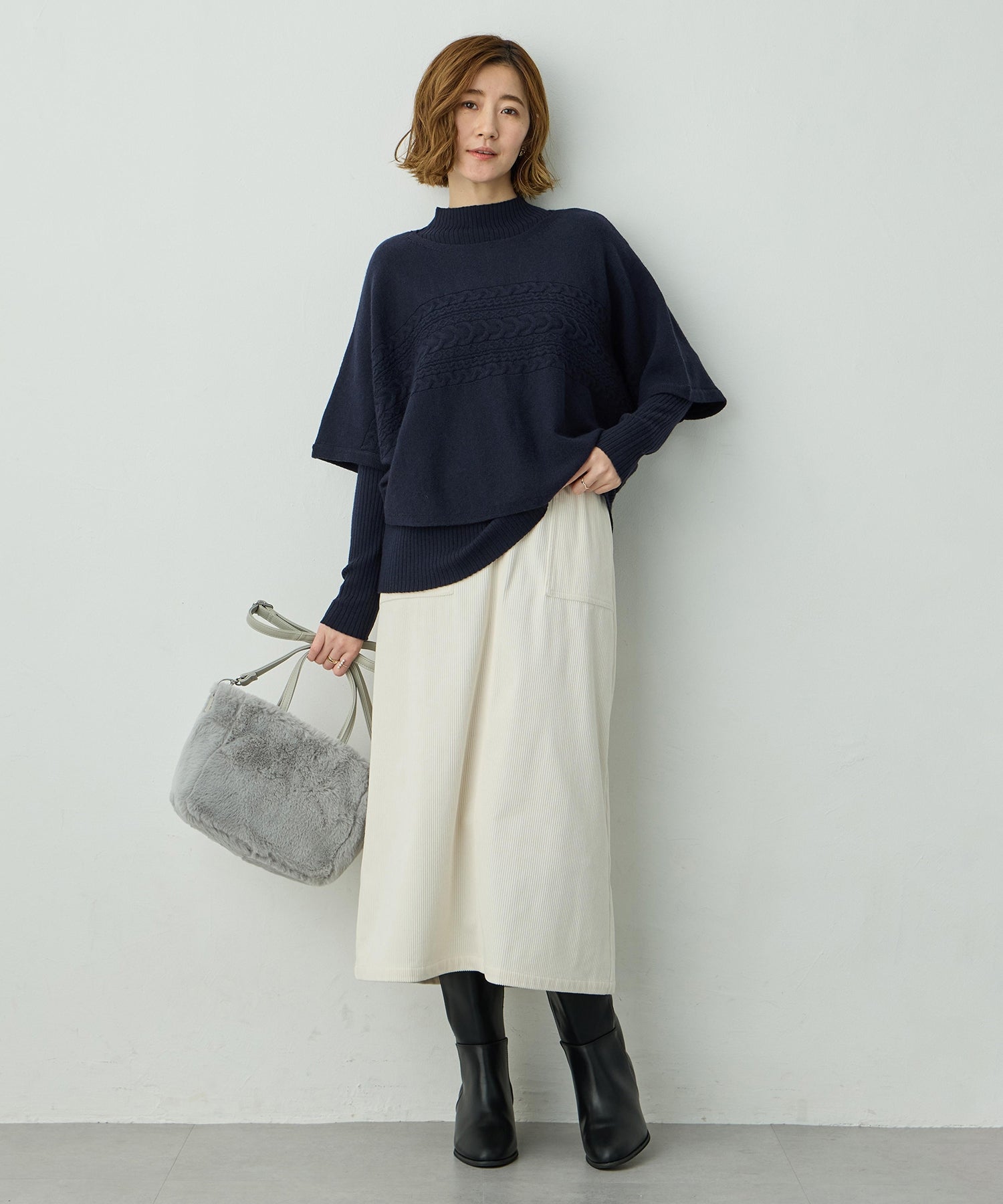 プチ オンフルール Petit Honfleur コーデュロイスカート (アイボリー) アイボリー