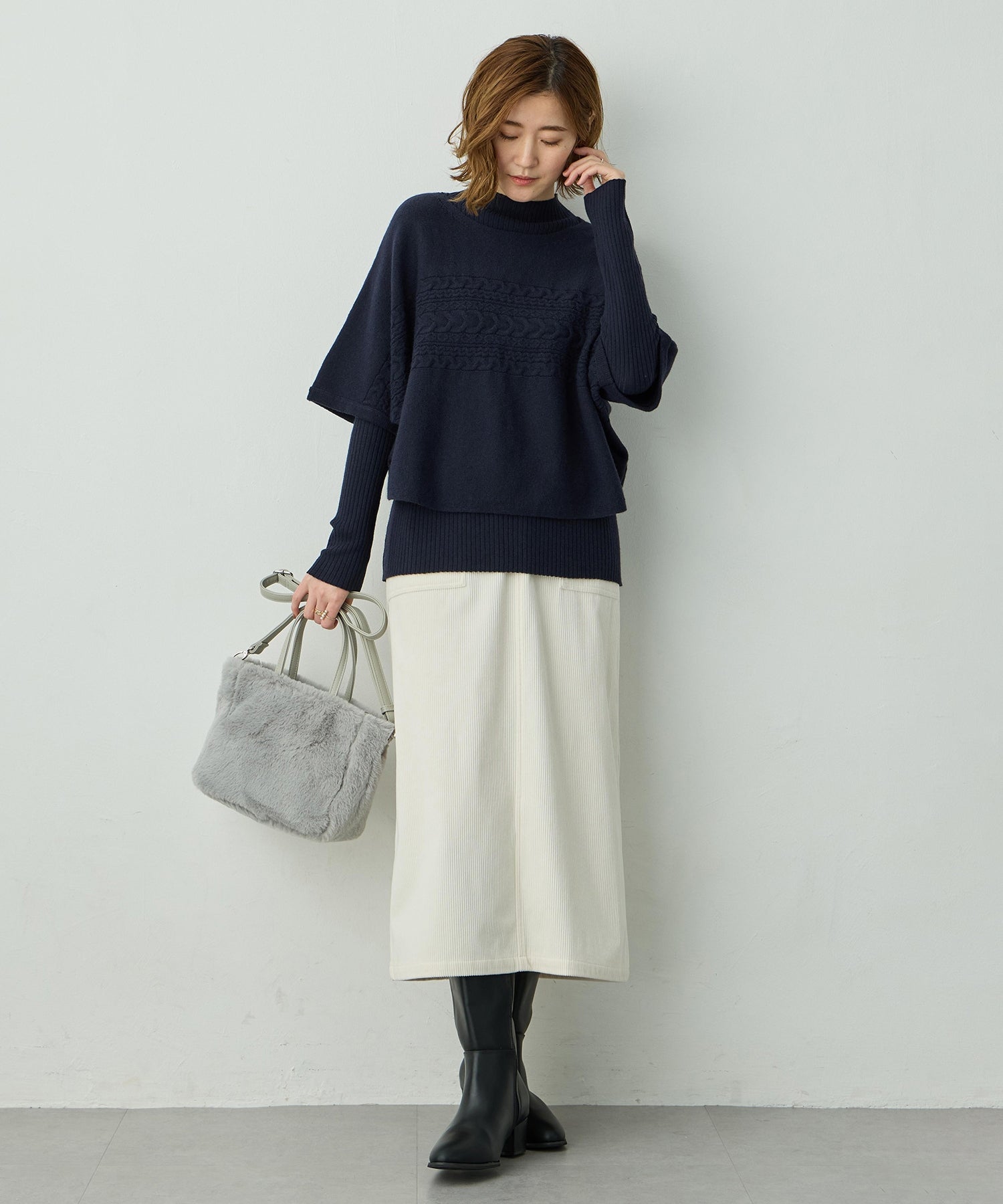 プチ オンフルール Petit Honfleur コーデュロイスカート (アイボリー) アイボリー