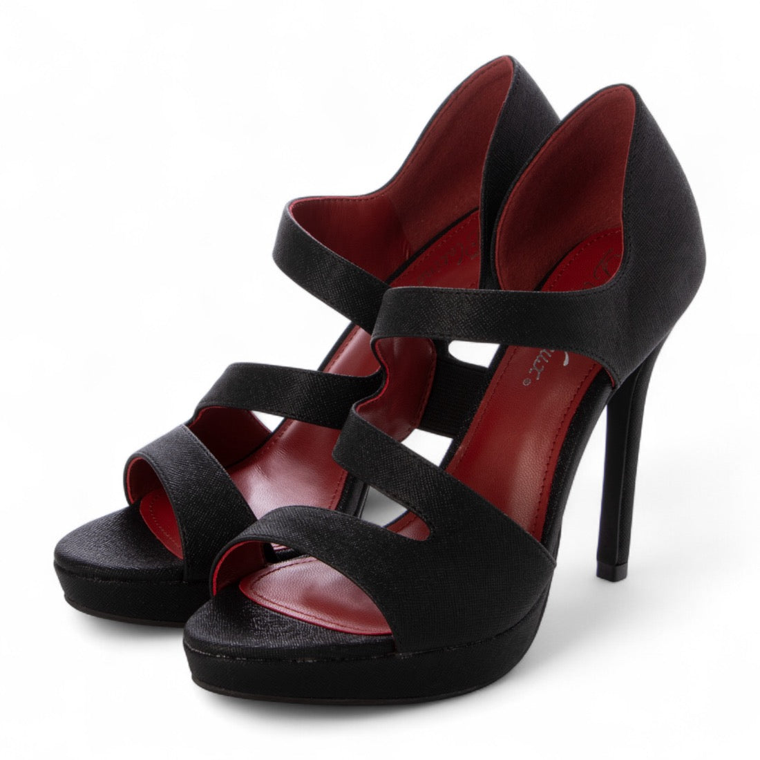 プラチナドゥ Platino deux ハイヒール ストラップサンダル ピンヒール プラットフォーム (ブラック) ブラック