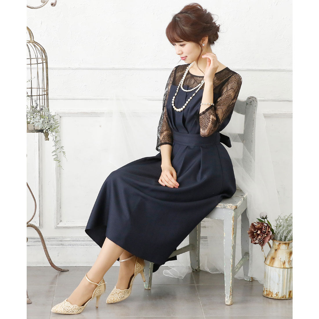 プールヴー PourVous レースセパレートパンプス/結婚式・ドレスシューズパーティーや二次会・成人式対応