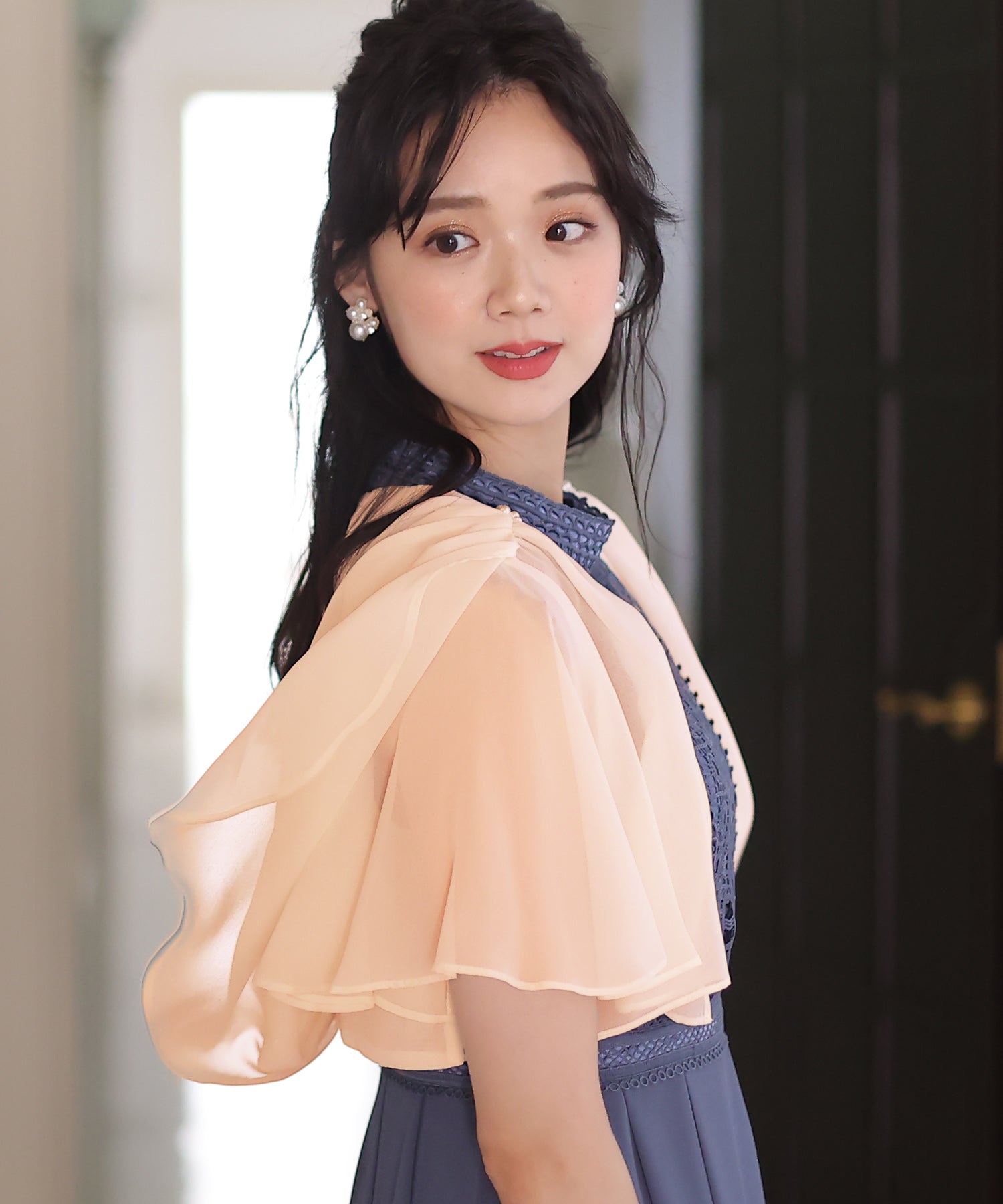 プールヴー PourVous リボンが心揺らめくリボンボレロ/結婚式フォーマル・ドレス羽織りパーティーや二次会・同窓会対応 長袖 (アイボリー) アイボリー