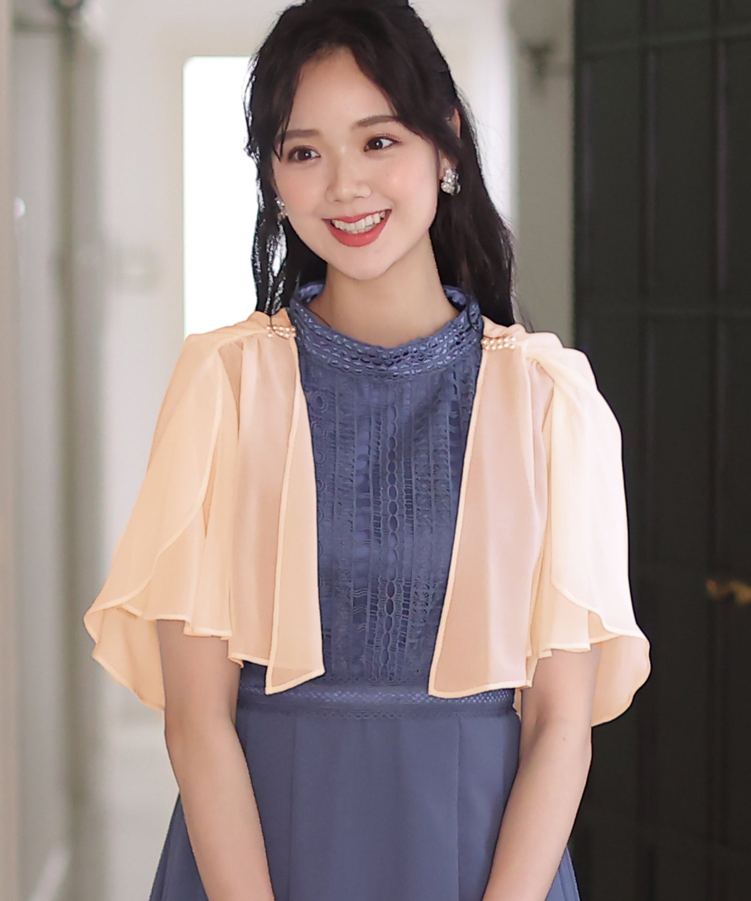 プールヴー PourVous リボンが心揺らめくリボンボレロ/結婚式フォーマル・ドレス羽織りパーティーや二次会・同窓会対応 長袖 (アイボリー) アイボリー