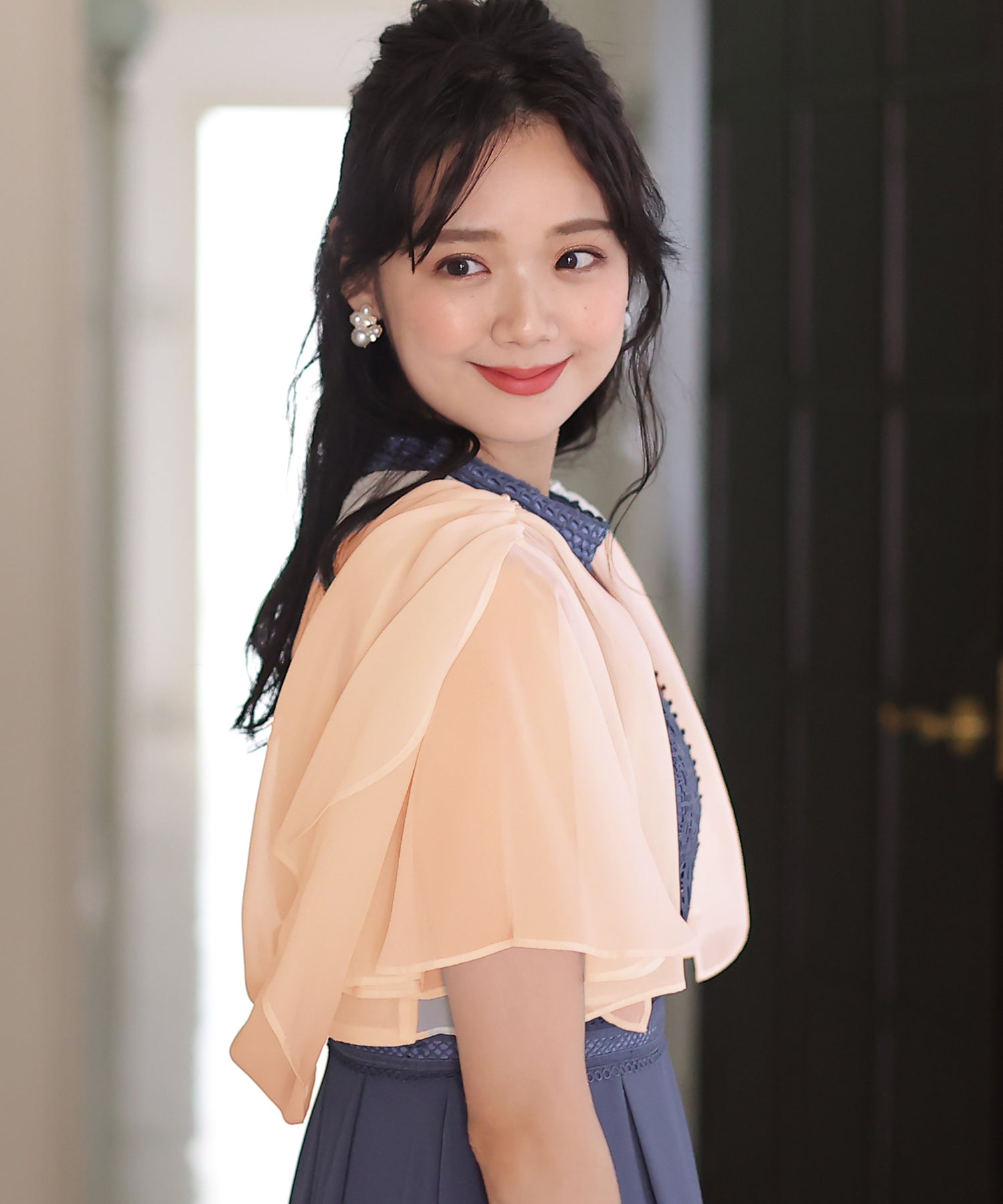 プールヴー PourVous リボンが心揺らめくリボンボレロ/結婚式フォーマル・ドレス羽織りパーティーや二次会・同窓会対応 長袖 (アイボリー) アイボリー