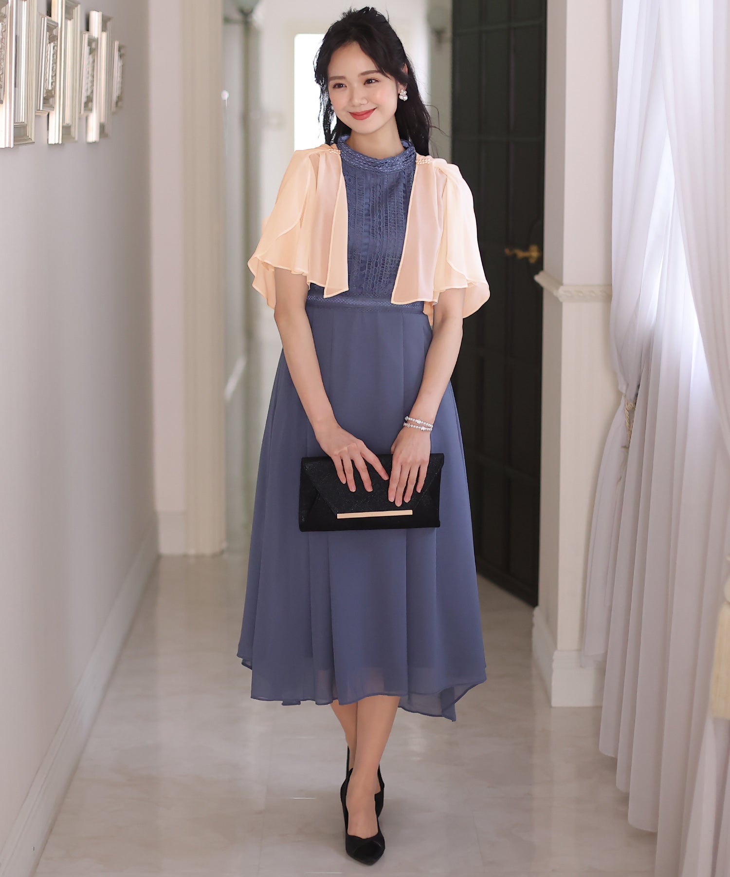 プールヴー PourVous リボンが心揺らめくリボンボレロ/結婚式フォーマル・ドレス羽織りパーティーや二次会・同窓会対応 長袖 (アイボリー) アイボリー