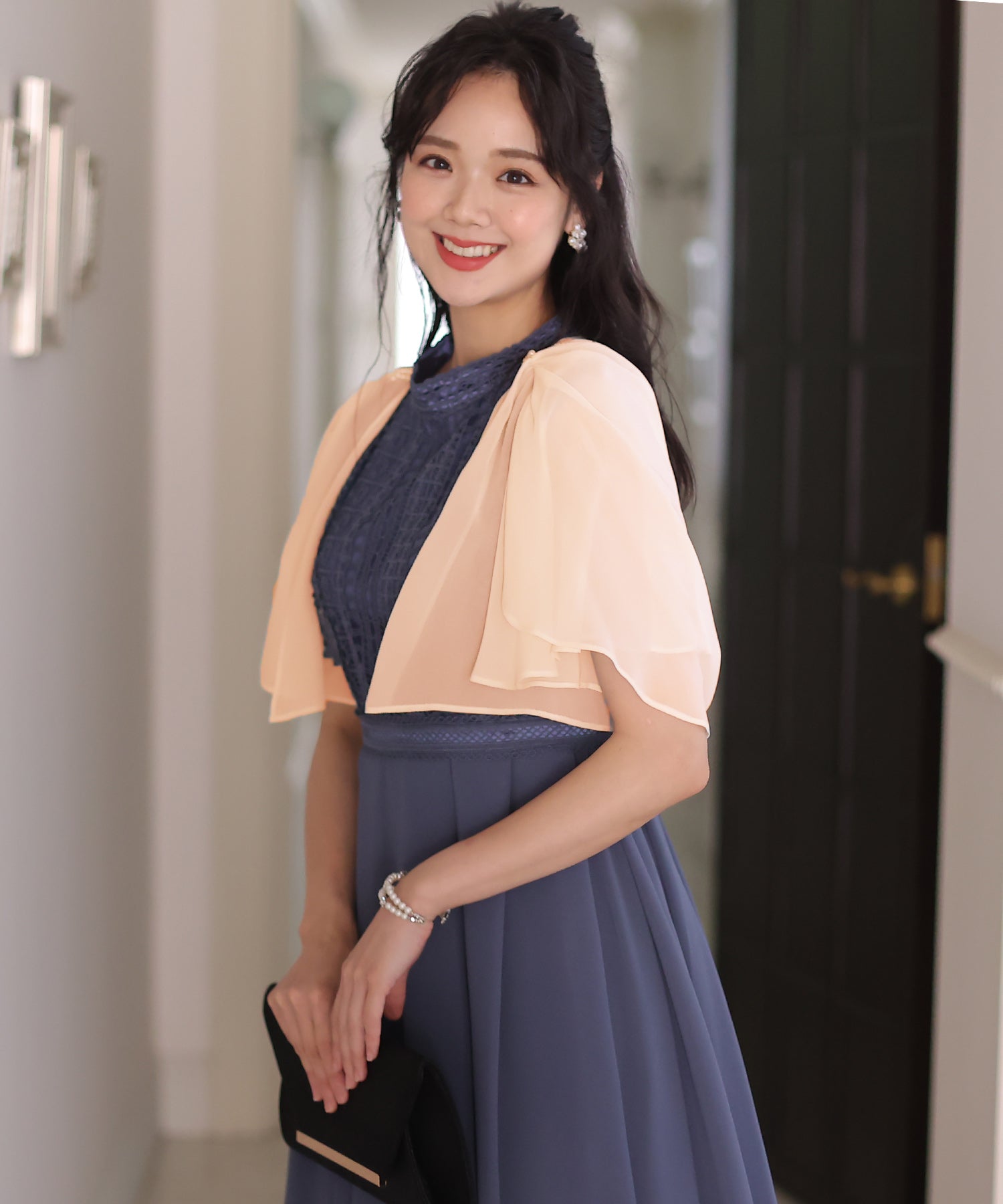 プールヴー PourVous リボンが心揺らめくリボンボレロ/結婚式フォーマル・ドレス羽織りパーティーや二次会・同窓会対応 長袖 (アイボリー) アイボリー