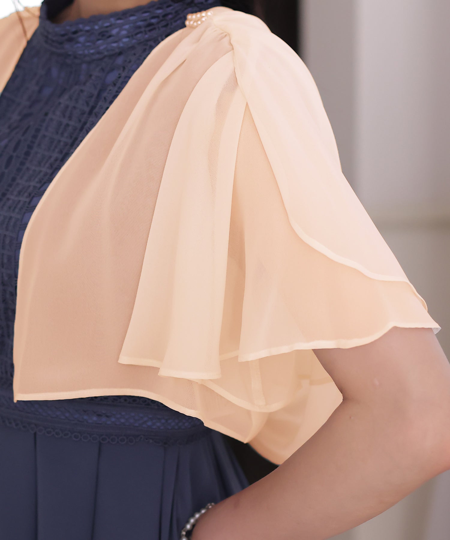 プールヴー PourVous リボンが心揺らめくリボンボレロ/結婚式フォーマル・ドレス羽織りパーティーや二次会・同窓会対応 長袖 (アイボリー) アイボリー