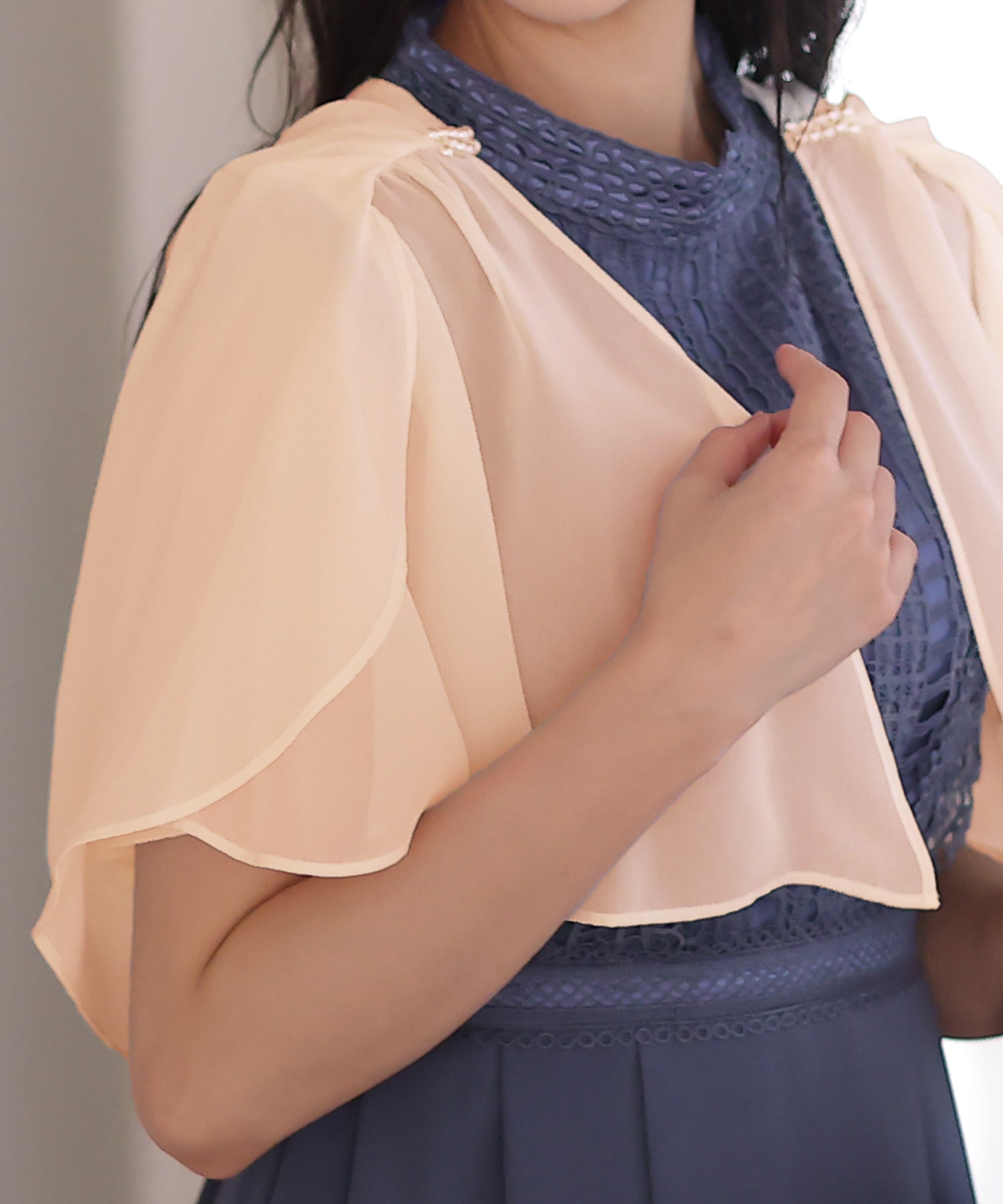 プールヴー PourVous リボンが心揺らめくリボンボレロ/結婚式フォーマル・ドレス羽織りパーティーや二次会・同窓会対応 長袖 (アイボリー) アイボリー