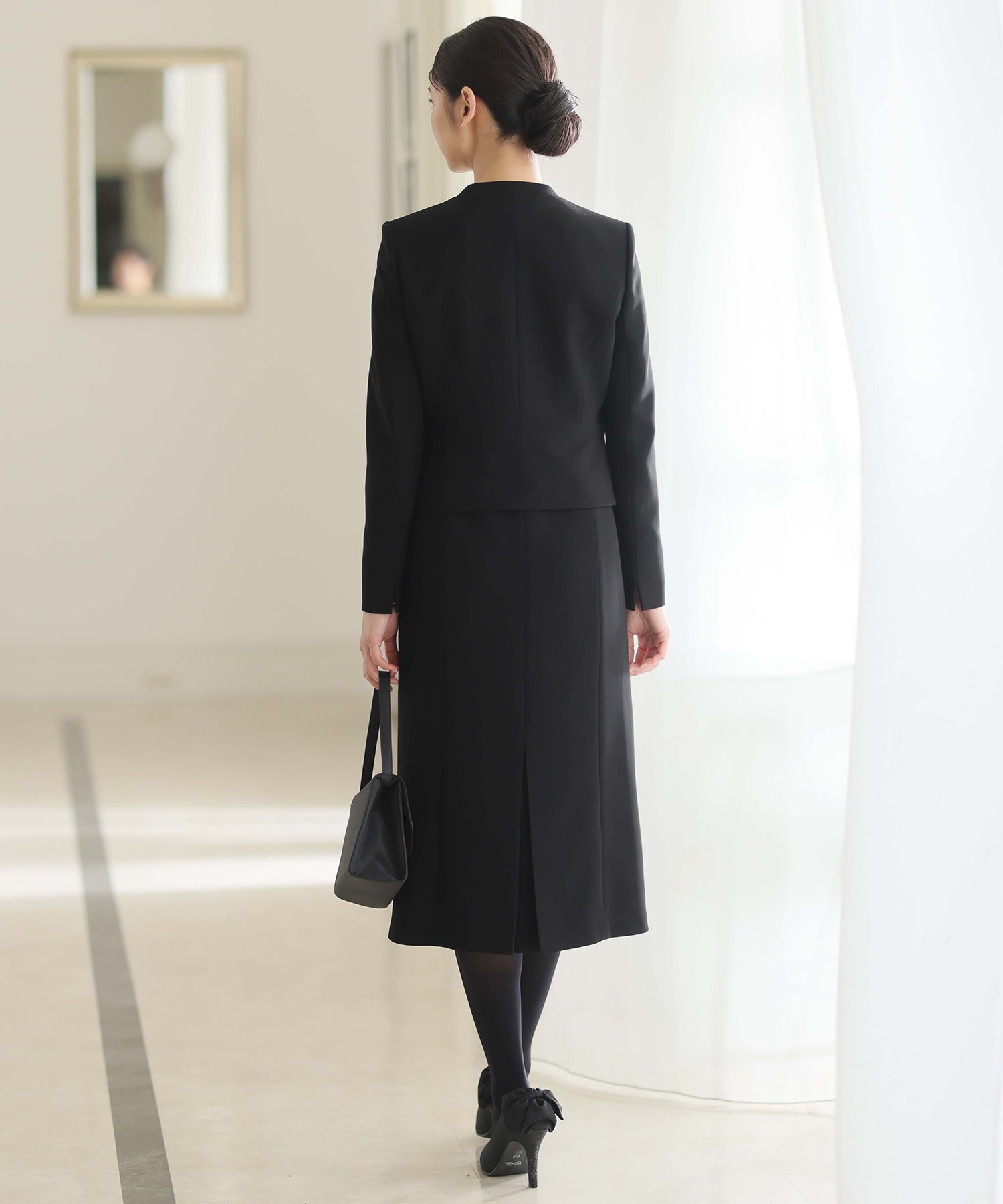 プールヴー PourVous 前ファスナーワンピースフォーマル喪服&卒業式ジャケットVラインセレモニースーツ フォーマル ワンピース パーティードレス 20代 30代 40代