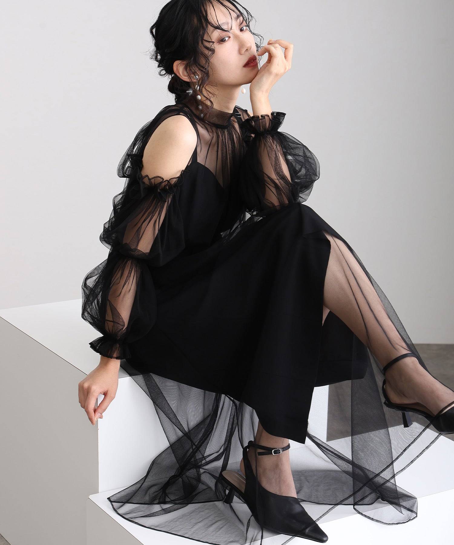 open lace back dress PourVous Tent Line Party Dress Invitation Seven-Quarter Sleeve & Long main image 1