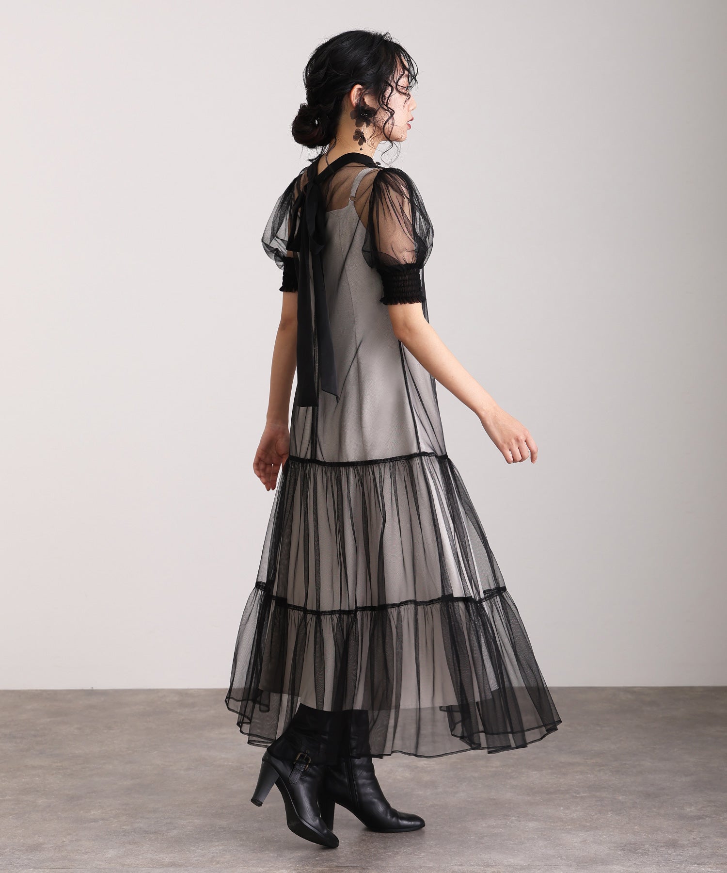 プールヴー PourVous 中長裙&袖子正式層次薄紗典禮婚禮派對裙子場合裙子同學會 正式 洋裝 派對裙 20代 30代 40代