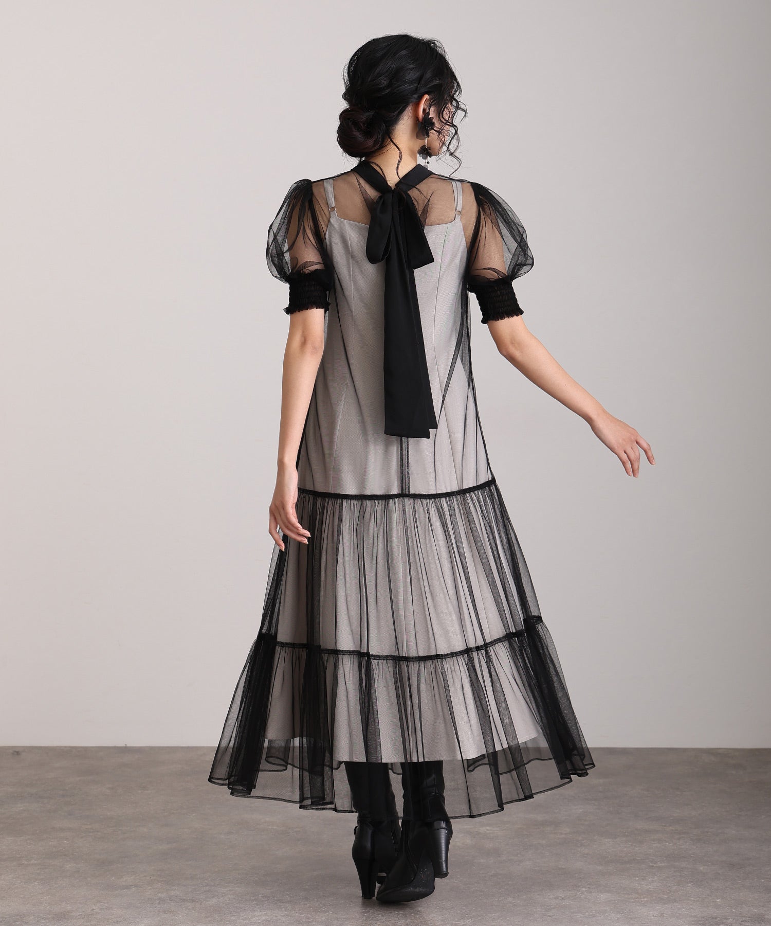 プールヴー PourVous 中長裙&袖子正式層次薄紗典禮婚禮派對裙子場合裙子同學會 正式 洋裝 派對裙 20代 30代 40代