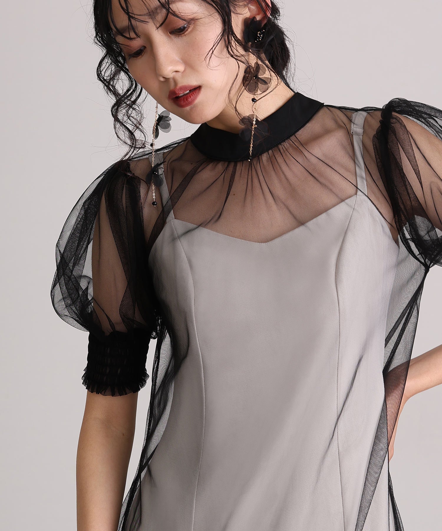 プールヴー PourVous 中長裙&袖子正式層次薄紗典禮婚禮派對裙子場合裙子同學會 正式 洋裝 派對裙 20代 30代 40代