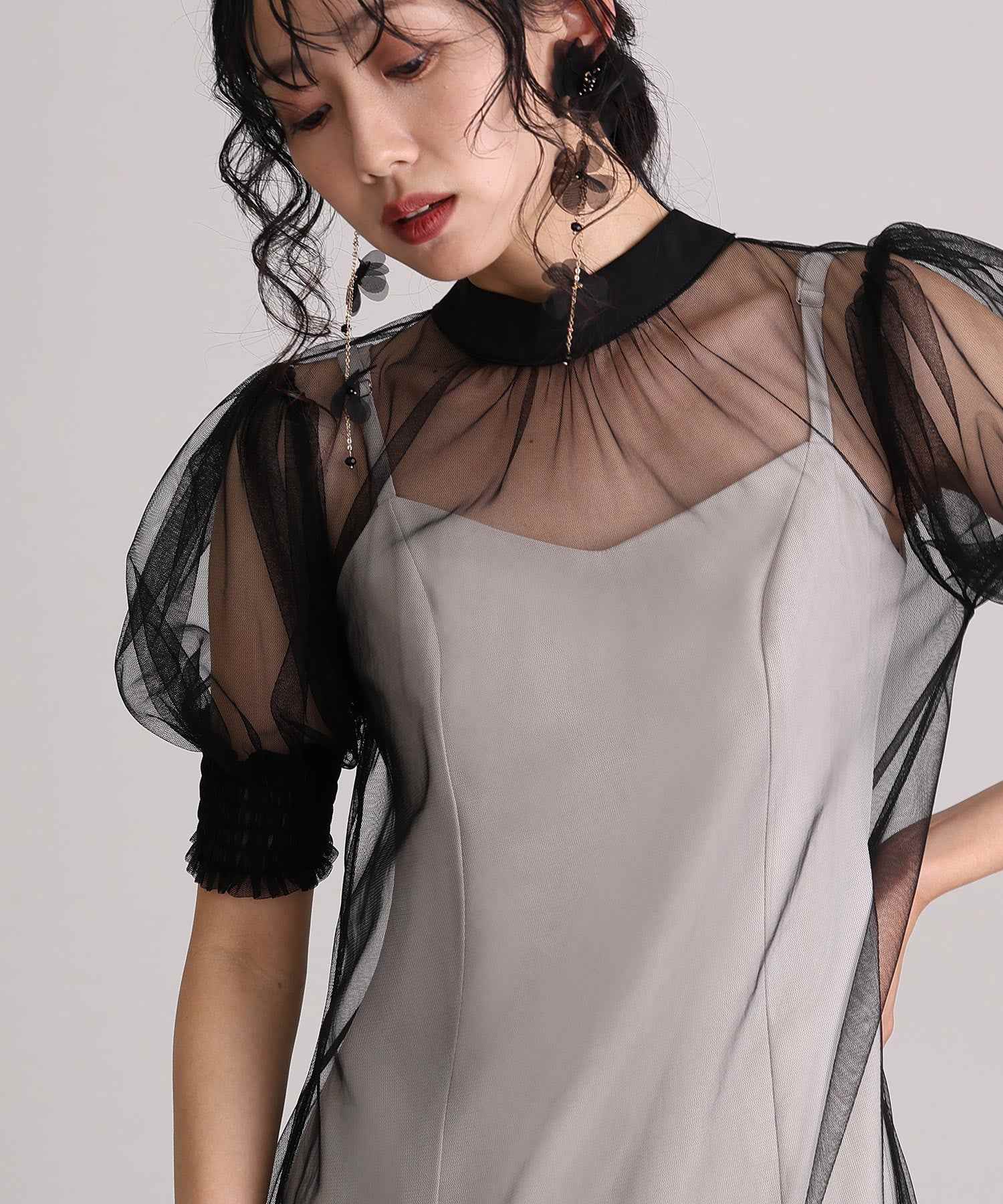 プールヴー PourVous 中長裙&袖子正式層次薄紗典禮婚禮派對裙子場合裙子同學會 正式 洋裝 派對裙 20代 30代 40代