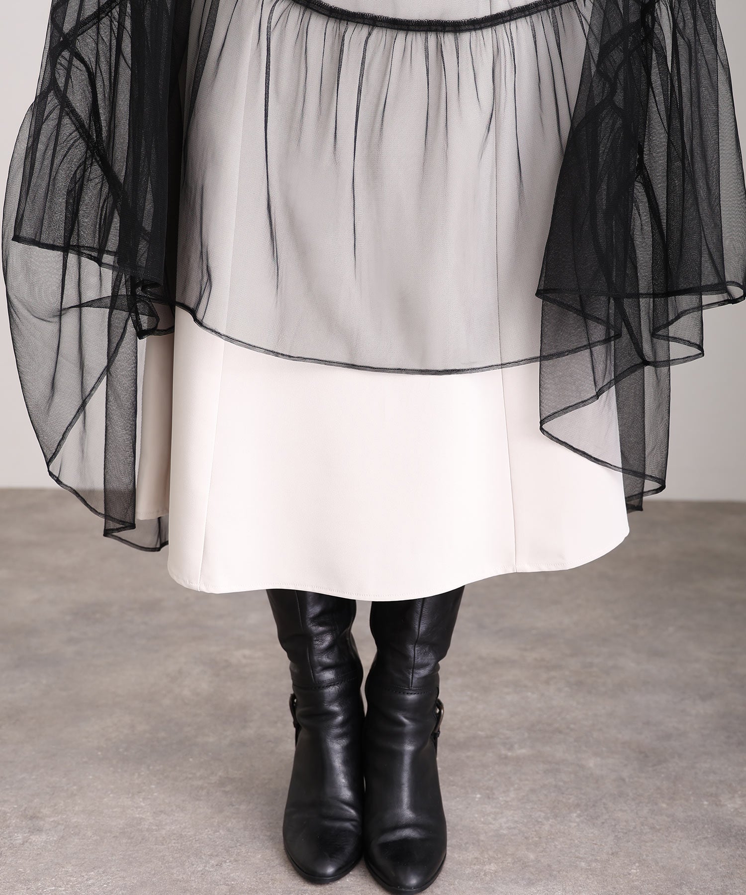 プールヴー PourVous 中長裙&袖子正式層次薄紗典禮婚禮派對裙子場合裙子同學會 正式 洋裝 派對裙 20代 30代 40代