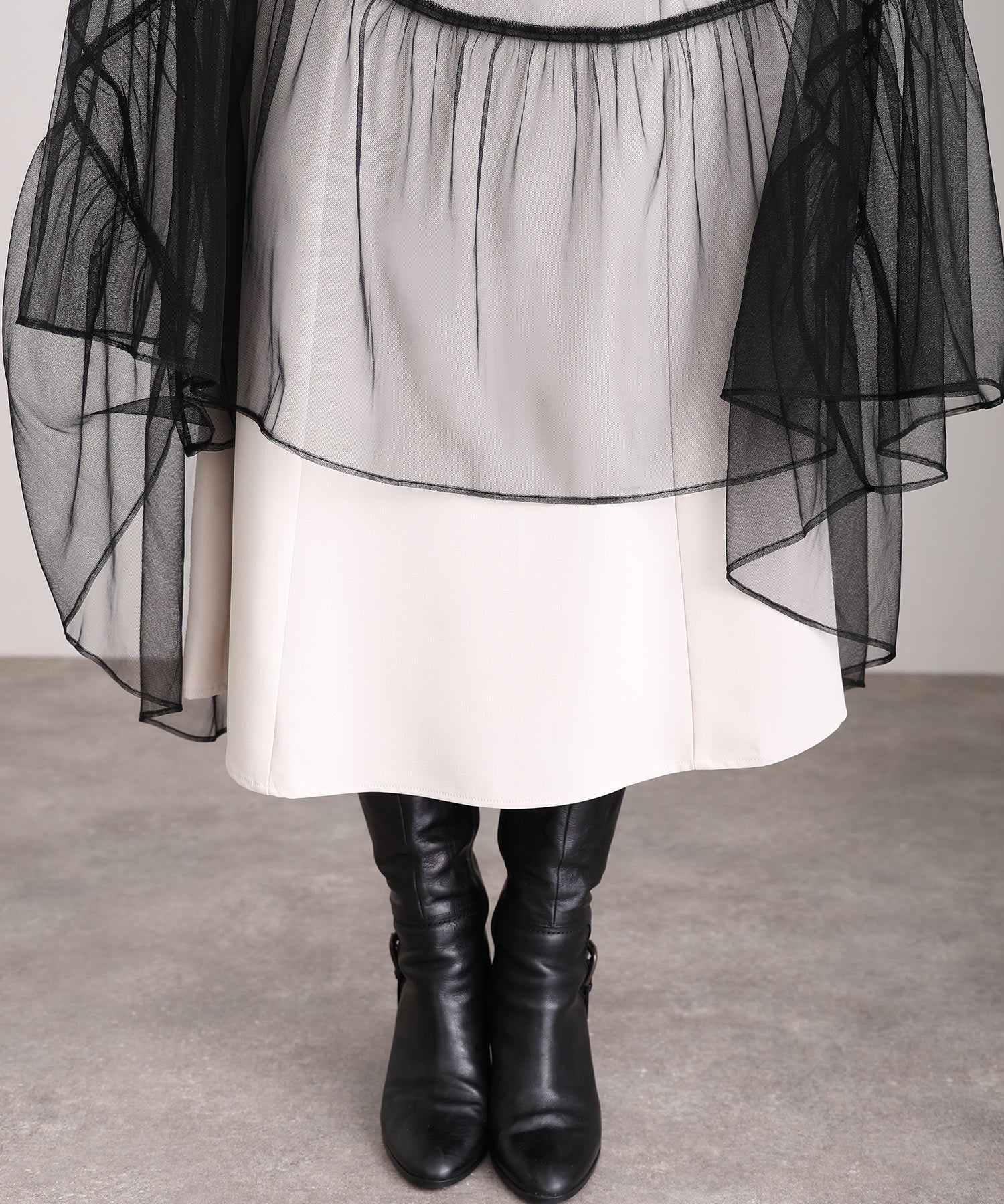 プールヴー PourVous 中長裙&袖子正式層次薄紗典禮婚禮派對裙子場合裙子同學會 正式 洋裝 派對裙 20代 30代 40代