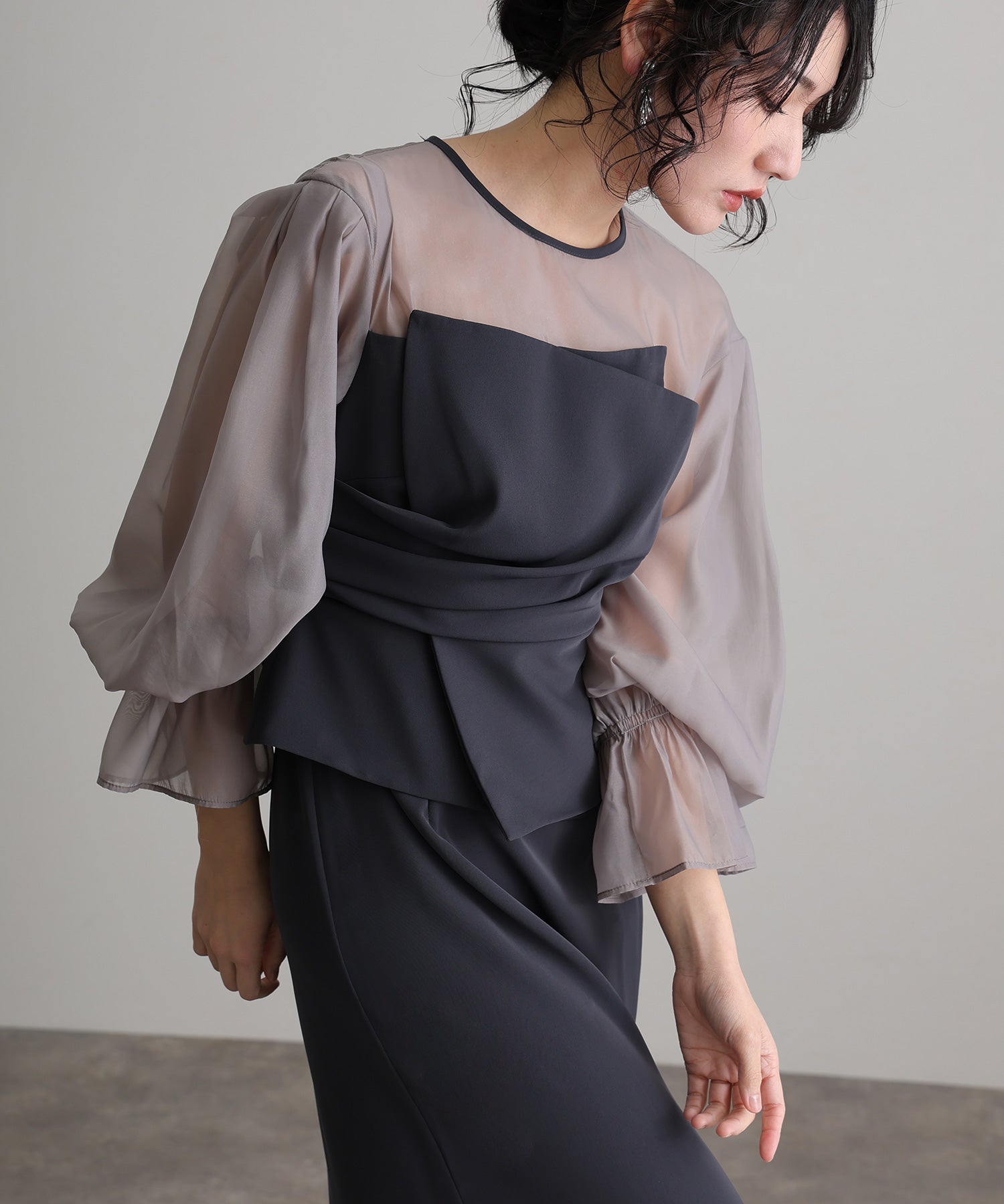 プールヴー PourVous 袖有及膝長同窗會垂墜背心裙邀請婚禮正式場合禮服派對裙 正式 連衣裙 派對裙 20代 30代 40代