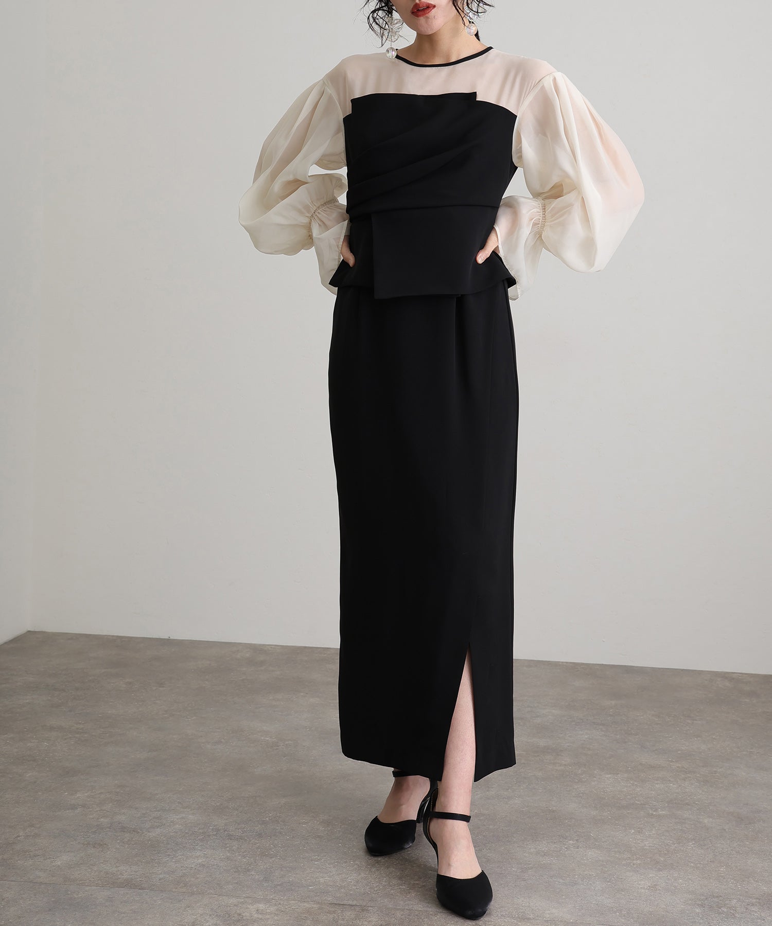 プールヴー PourVous 袖有及膝長同窗會垂墜背心裙邀請婚禮正式場合禮服派對裙 正式 連衣裙 派對裙 20代 30代 40代