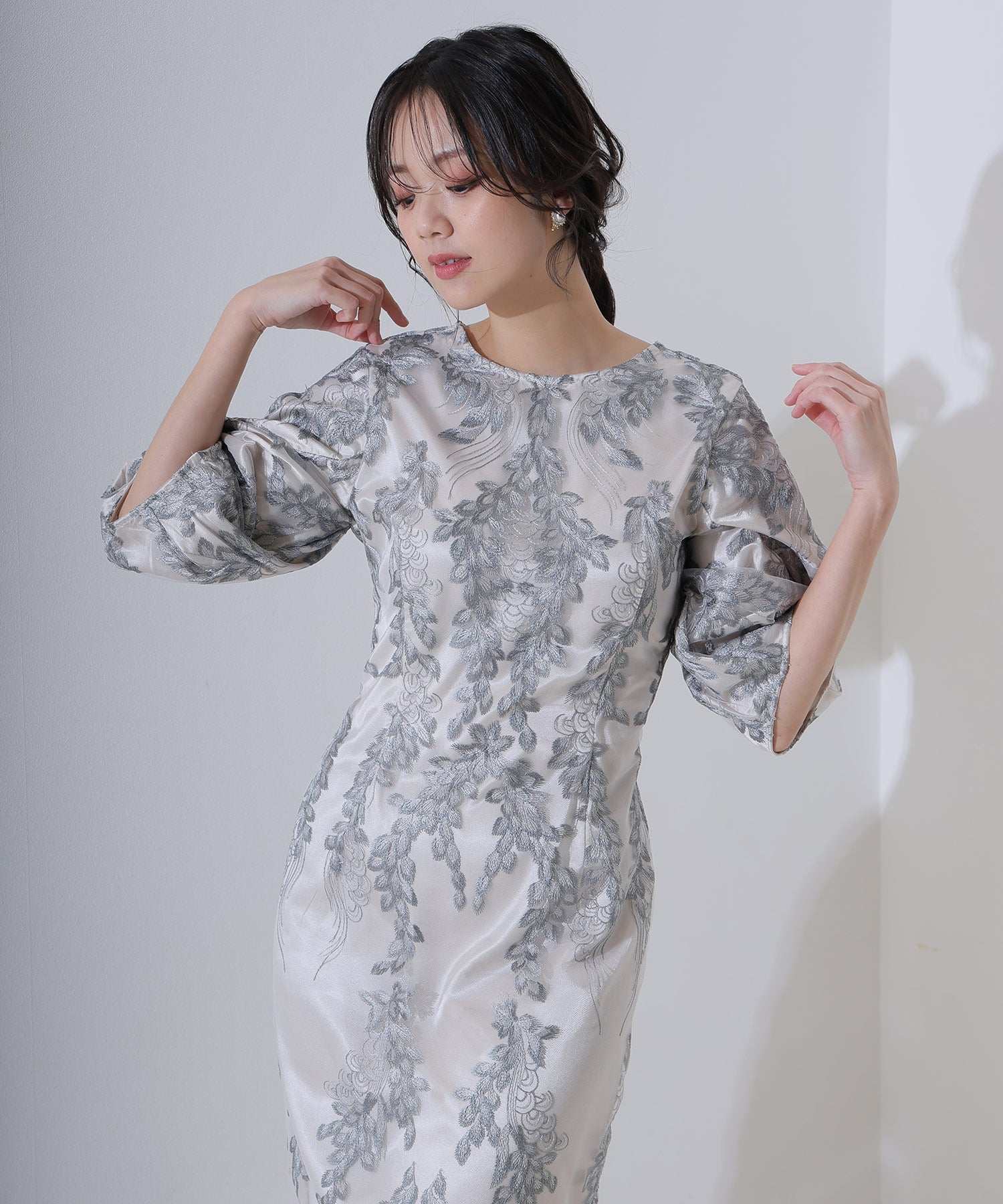 プールヴー PourVous 婚禮派對裙七分袖與長款圓頂正式場合裙同窗會 正式 洋裝 派對裙 20代 30代 40代