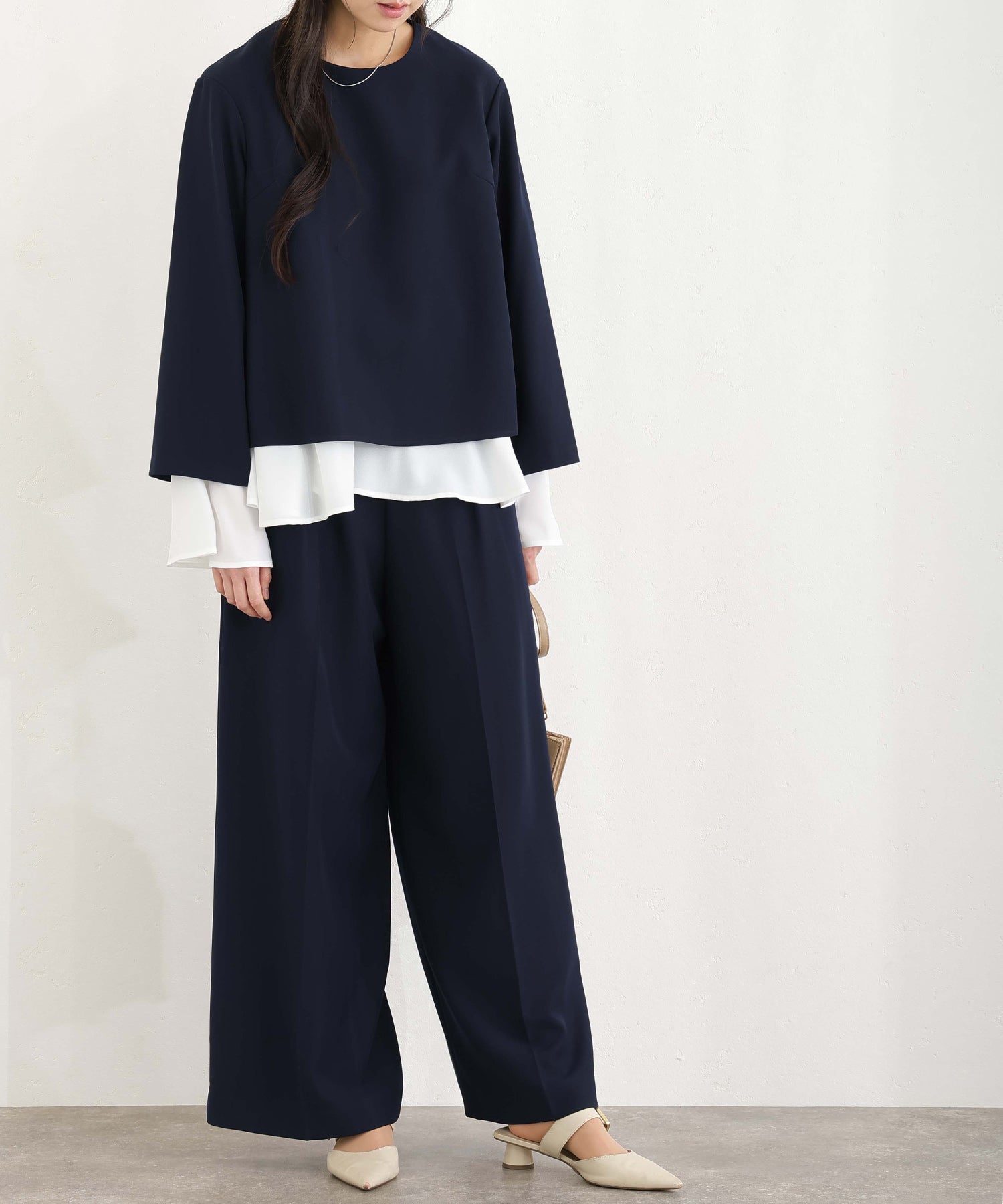 slim fit dress slacks PourVous Blouse Ceremony Formal Setup Entrance Ceremony Graduation Ceremony Mother Outfit Mom Entrance Ceremony Graduation Ceremony Mother 40s 30s Shi