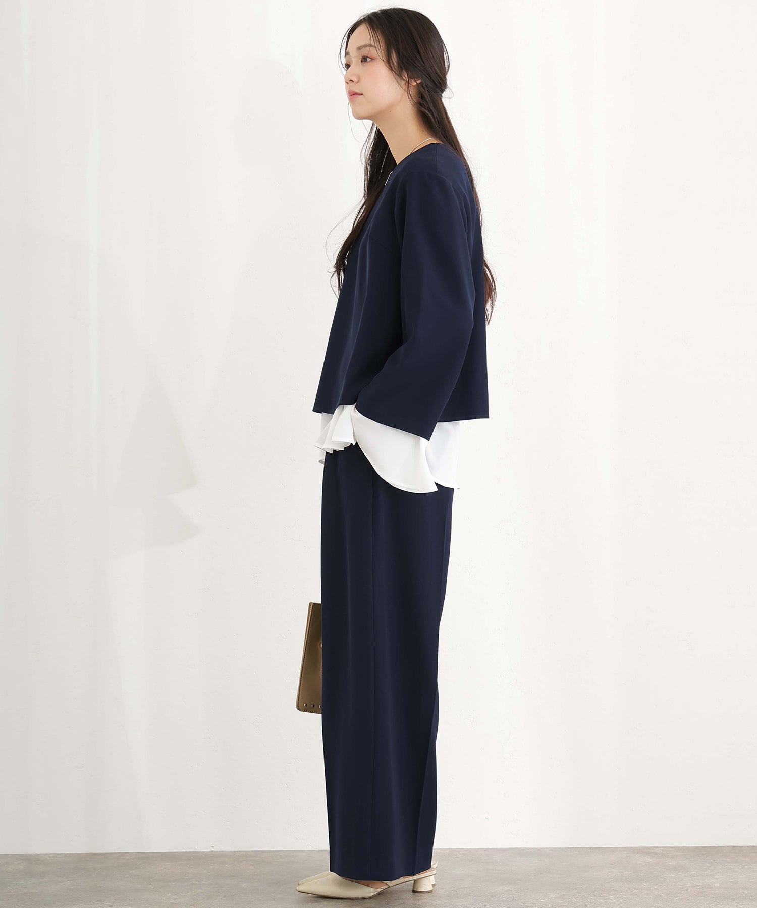 PourVous Blouse Ceremony Formal Setup Entrance Ceremony Graduation Ceremony Mother Outfit Mom Entrance Ceremony Graduation Ceremony Mother 40s 30s Shichi-Go-San Mourning Suit Jacket & Set-Up Pants 3-Piece Set with Pockets Formal Dress