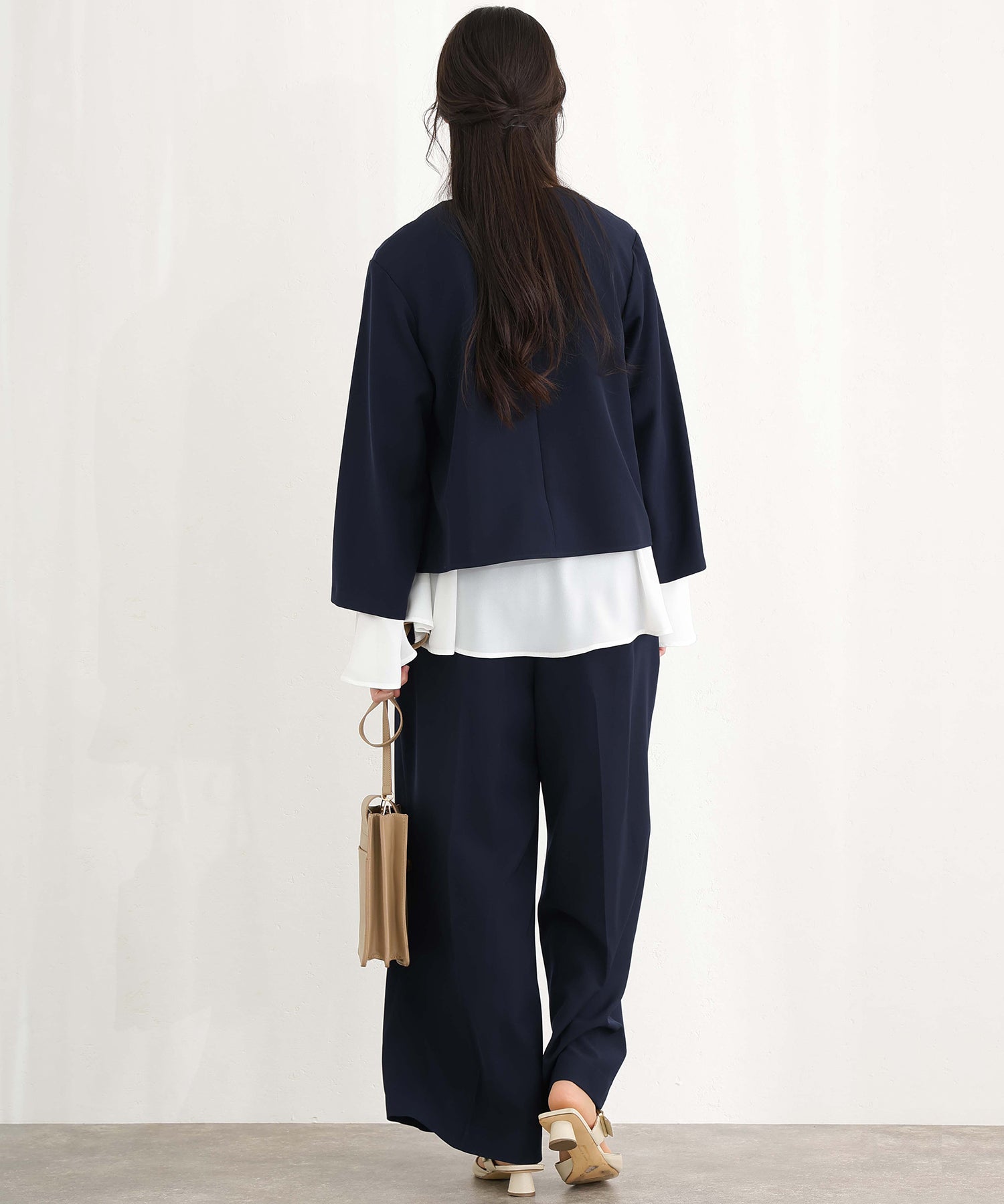 PourVous Blouse Ceremony Formal Setup Entrance Ceremony Graduation Ceremony Mother Outfit Mom Entrance Ceremony Graduation Ceremony Mother 40s 30s Shichi-Go-San Mourning Suit Jacket & Set-Up Pants 3-Piece Set with Pockets Formal Dress