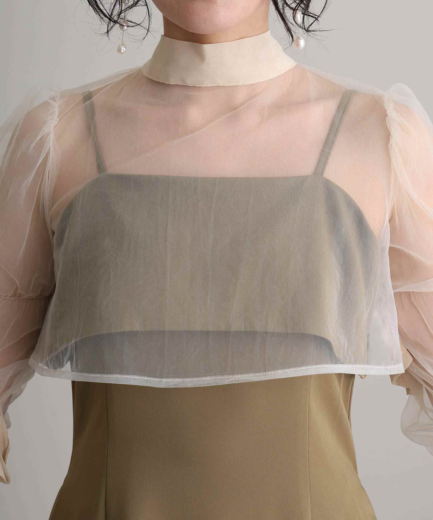 プールヴー PourVous 結婚式パーティードレスチュールボレロ袖あり&ミモレ丈お呼ばれ同窓会オケージョンドレスフォーマル フォーマル ワンピース パーティードレス 20代 30代 40代 (カーキ) カーキ