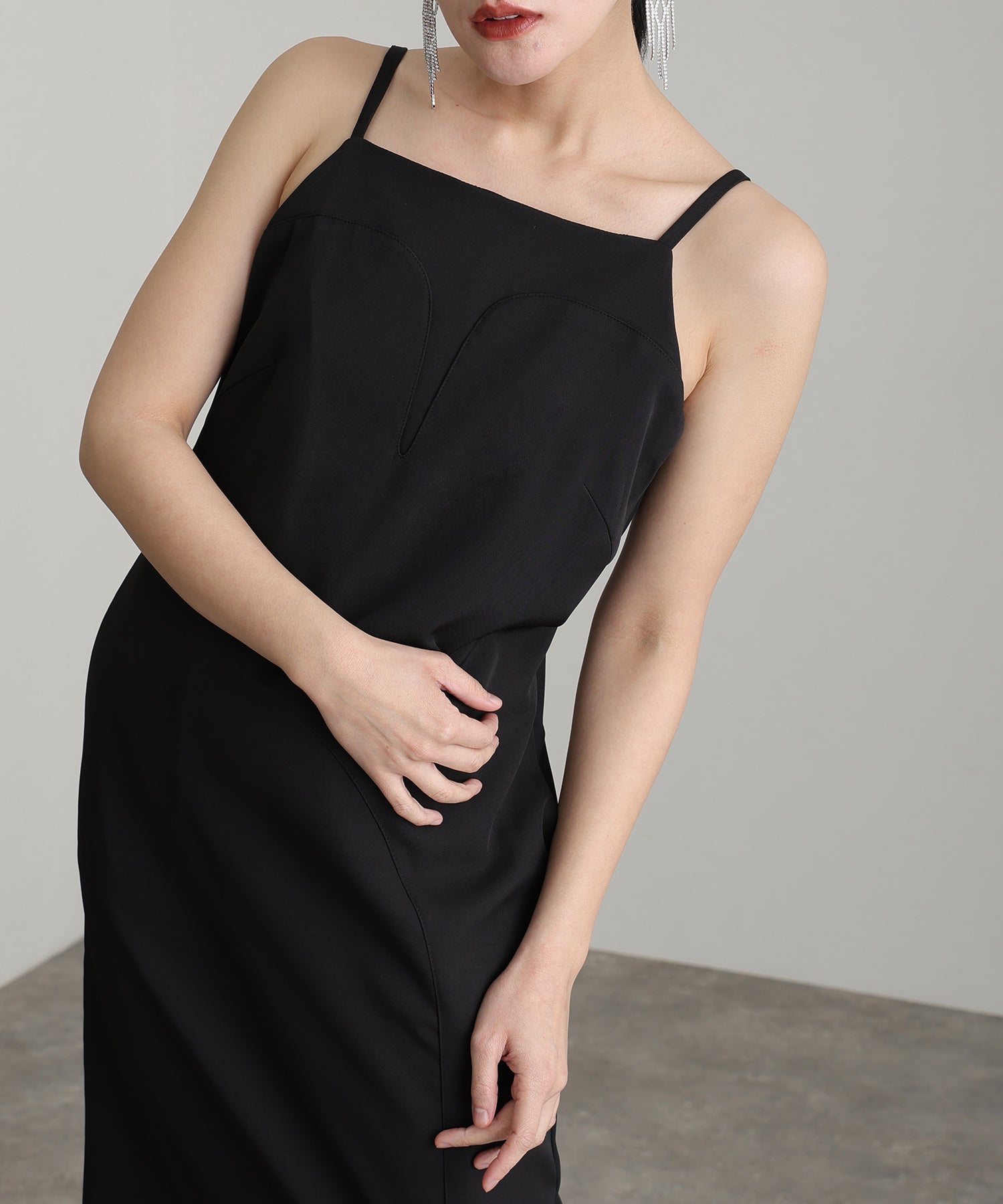 プールヴー PourVous ミモレ丈&ノースリーブフォーマルカーブカッティングセレモニー結婚式パーティードレスオケージョンドレス同窓会 フォーマル ワンピース パーティードレス 20代 30代 40代 (ブラック) ブラック