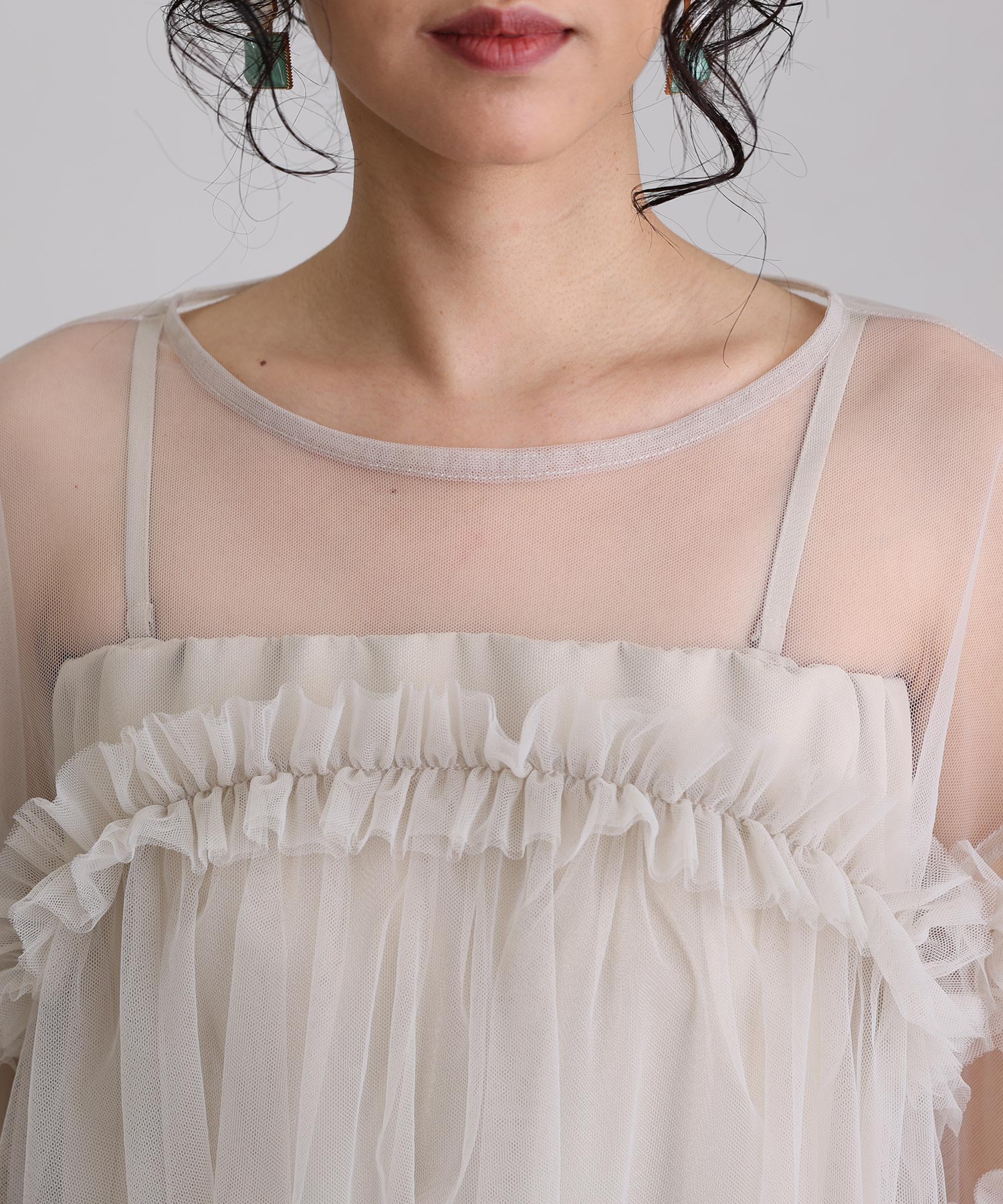 プールヴー PourVous ギャザーチュールトップス フォーマル ワンピース パーティードレス 20代 30代 40代 (ネイビー) ネイビー