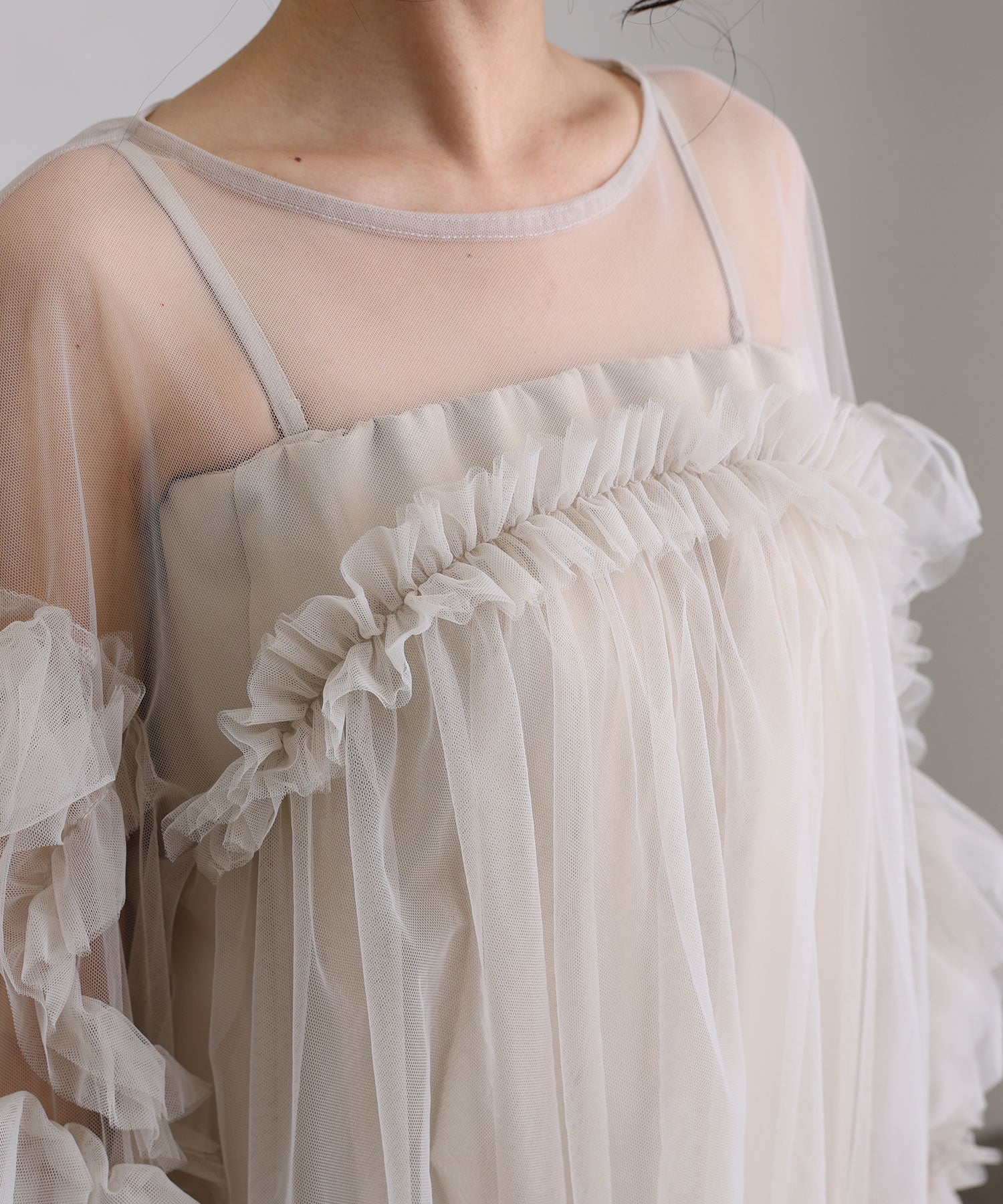 プールヴー PourVous ギャザーチュールトップス フォーマル ワンピース パーティードレス 20代 30代 40代 (ネイビー) ネイビー