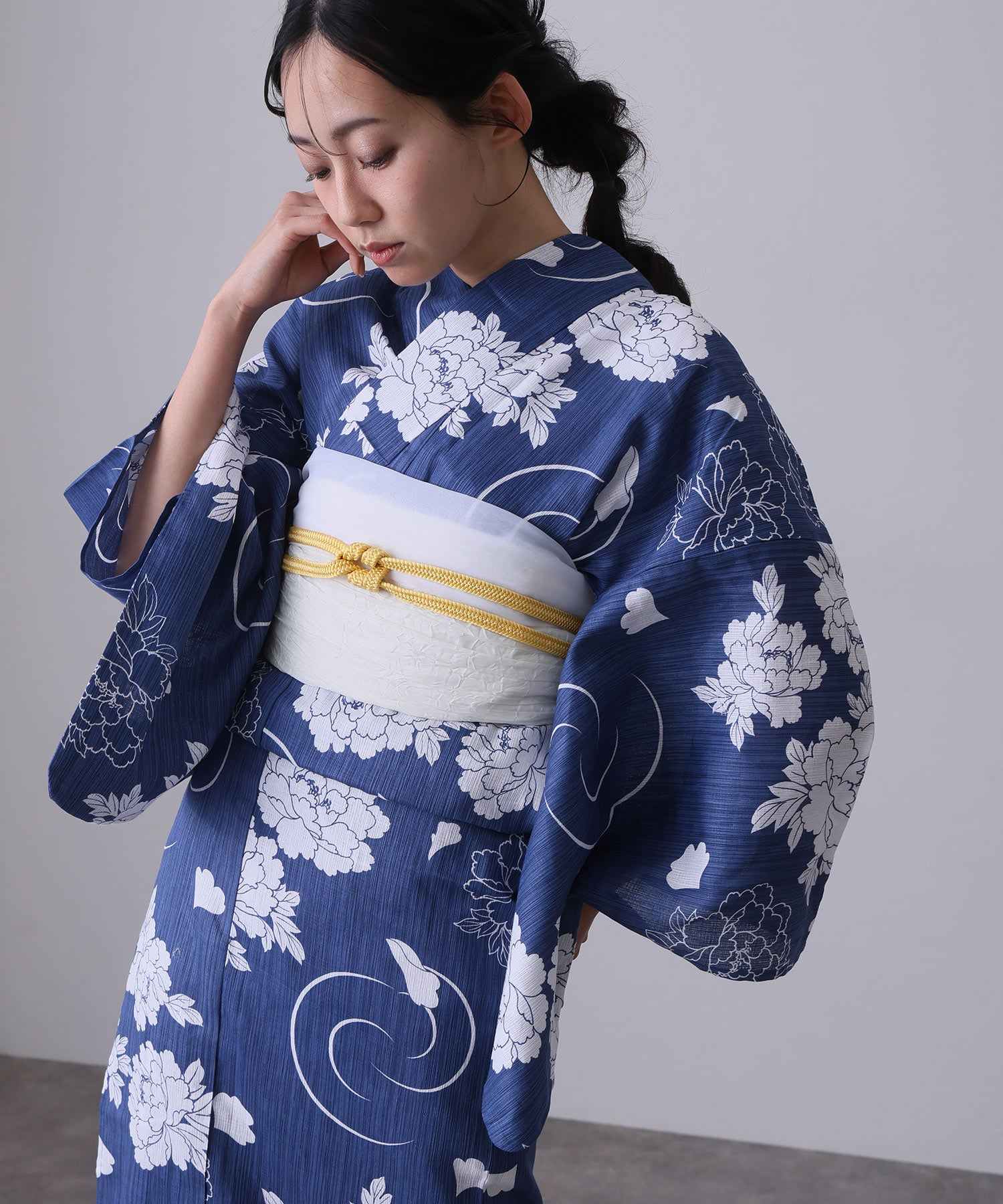 プールヴー PourVous 浴衣2点セット(ゆかた・兵児帯) (ブルー花小路) ブルー花小路