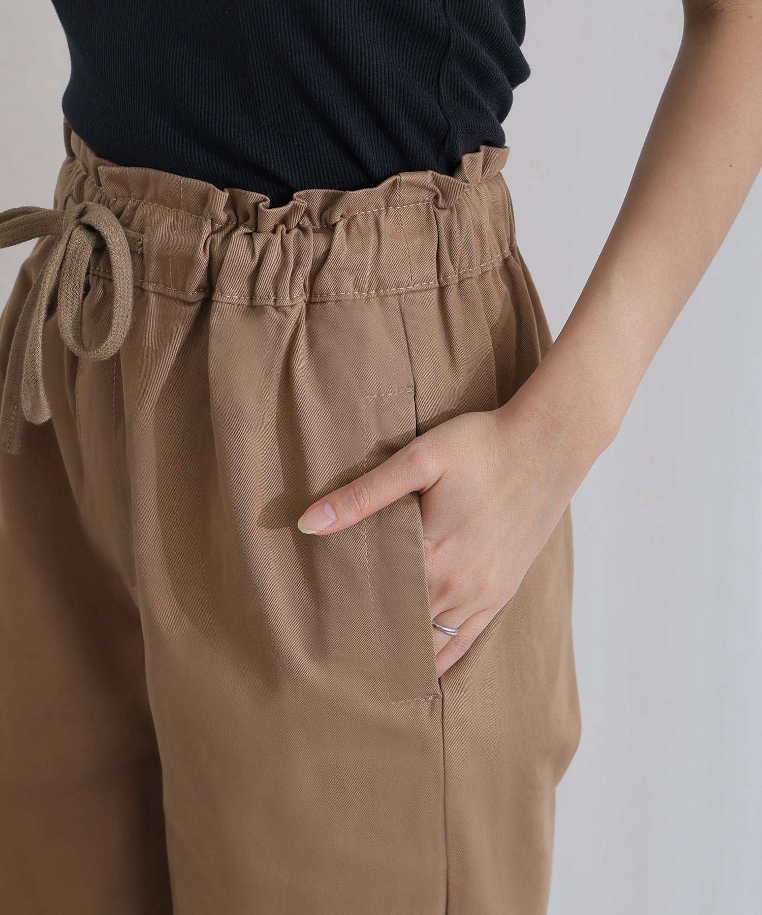 プールヴー PourVous リラックスワイド パラシュートパンツ フォーマル ワンピース パーティードレス 20代 30代 40代 (カーキ) カーキ