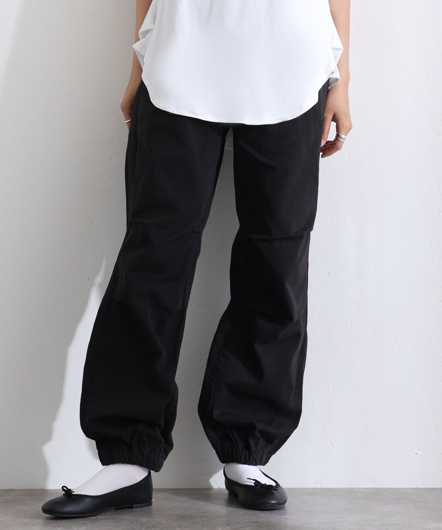 プールヴー PourVous リラックスワイド パラシュートパンツ フォーマル ワンピース パーティードレス 20代 30代 40代 (ブラック) ブラック