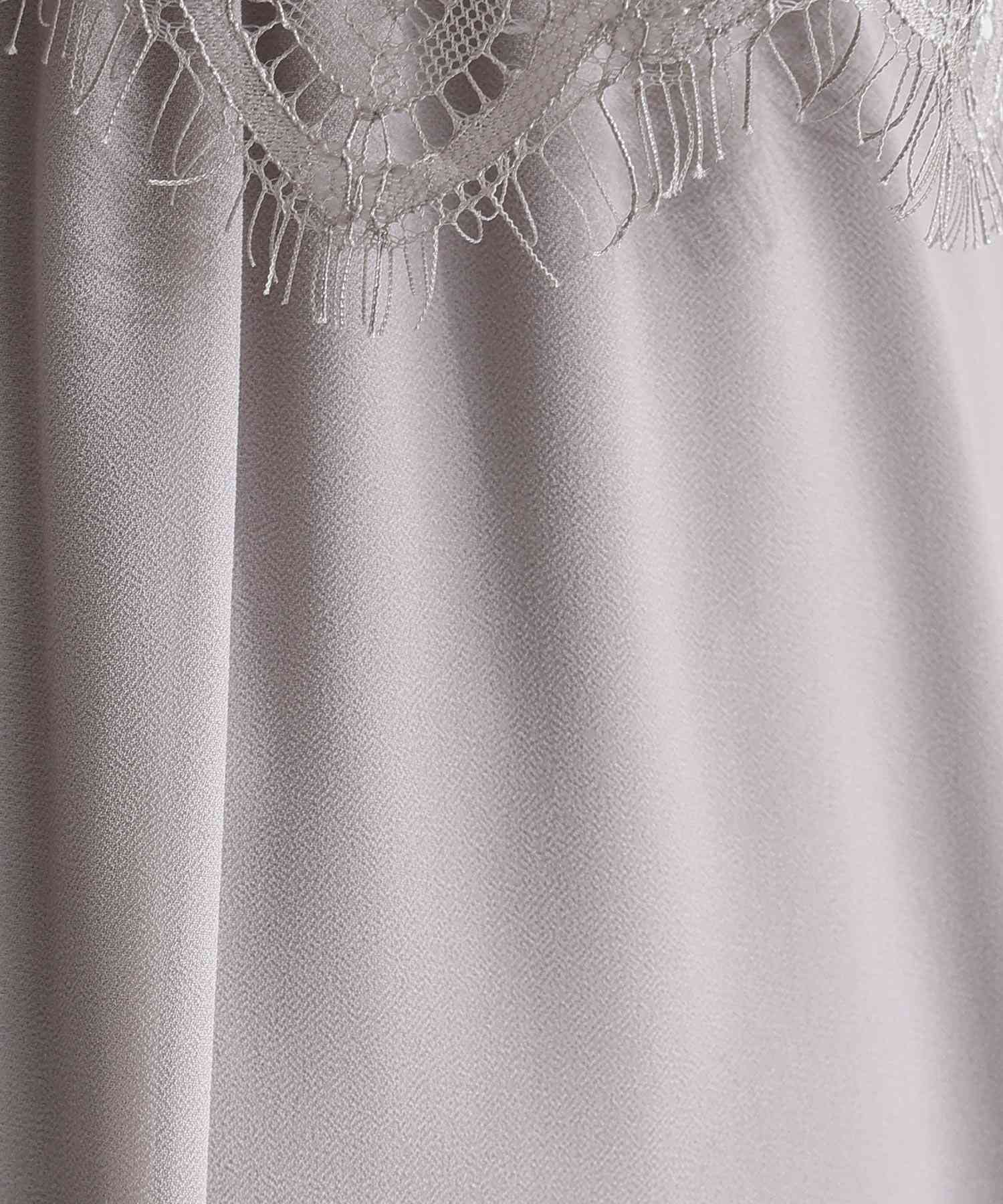 プールヴー PourVous 袖あり&ロング同窓会成人式ハイネックスタンドカラースカラップレースフレア大きいサイズ結婚式二次会フォーマルオケージョンドレスパーティードレス フォーマル ワンピース 20代 30代 40代 (グレー) グレー