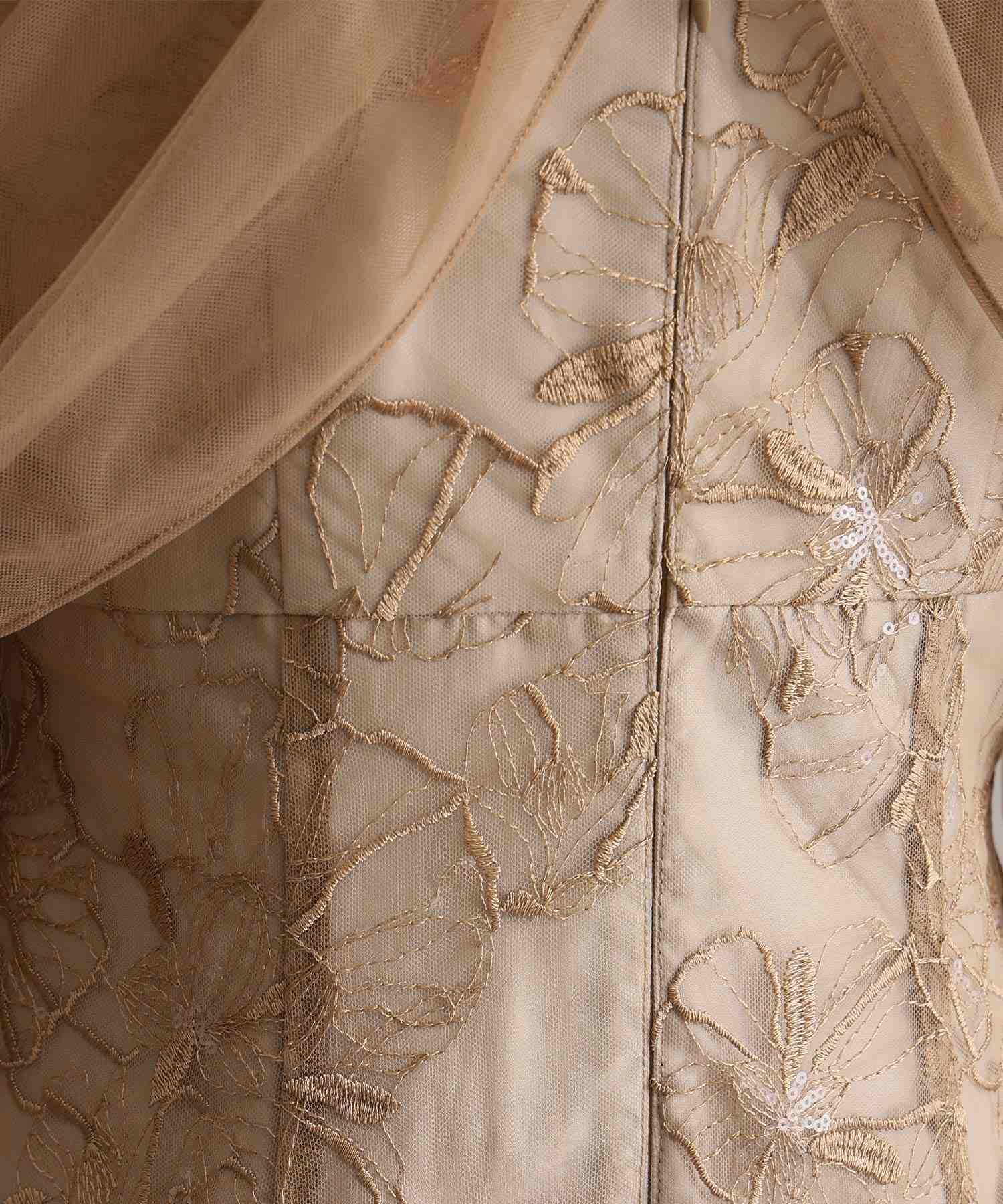 プールヴー PourVous 七分袖&ミモレ丈同窓会成人式オフショルダースパンコールAラインチュールお呼ばれ結婚式二次会フォーマルオケージョンドレスパーティードレス フォーマル ワンピース パーティードレス 20代 30代 40代 (ライトグリーン) ライトグリーン