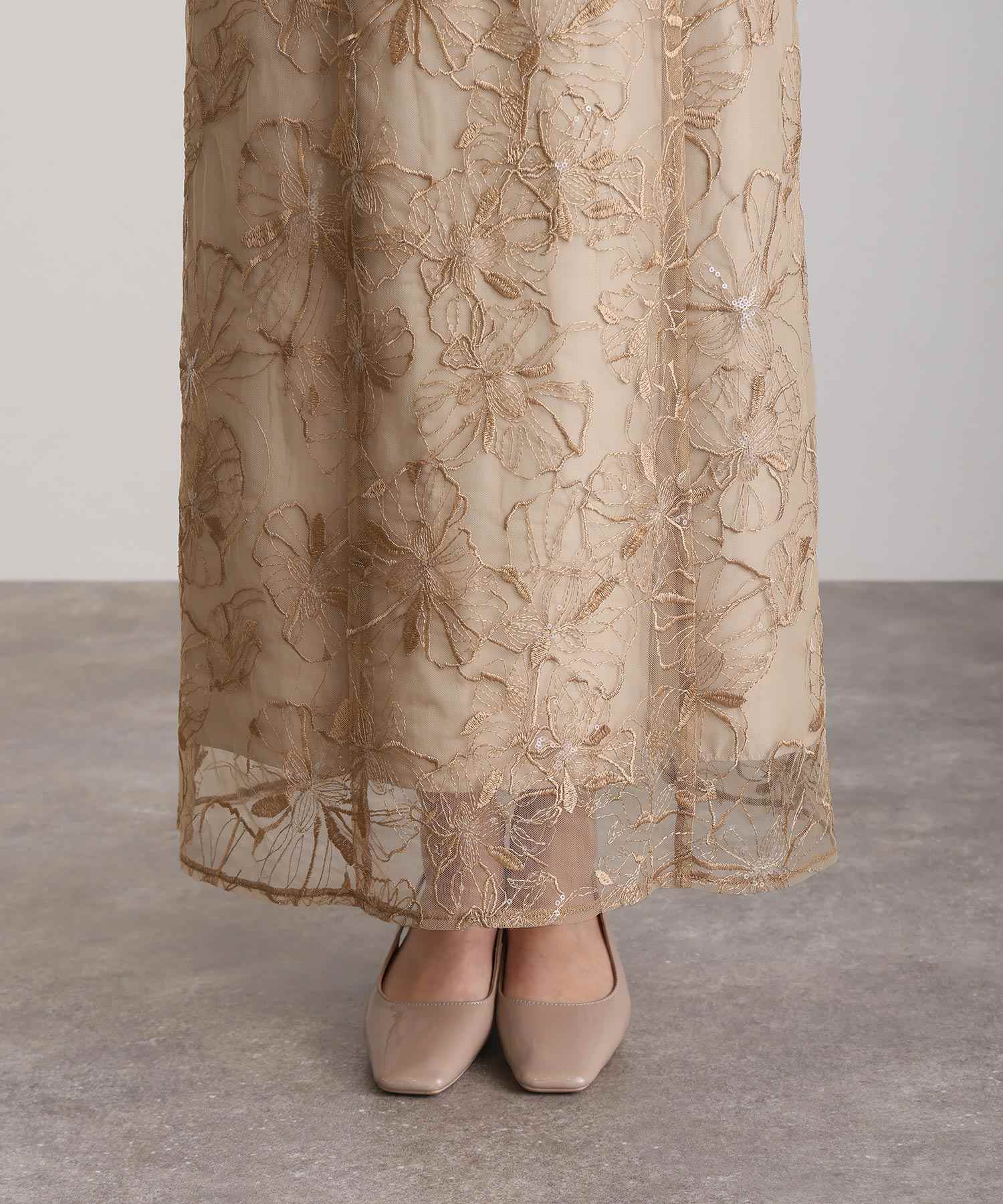 プールヴー PourVous 七分袖&ミモレ丈同窓会成人式オフショルダースパンコールAラインチュールお呼ばれ結婚式二次会フォーマルオケージョンドレスパーティードレス フォーマル ワンピース パーティードレス 20代 30代 40代 (ライトグリーン) ライトグリーン