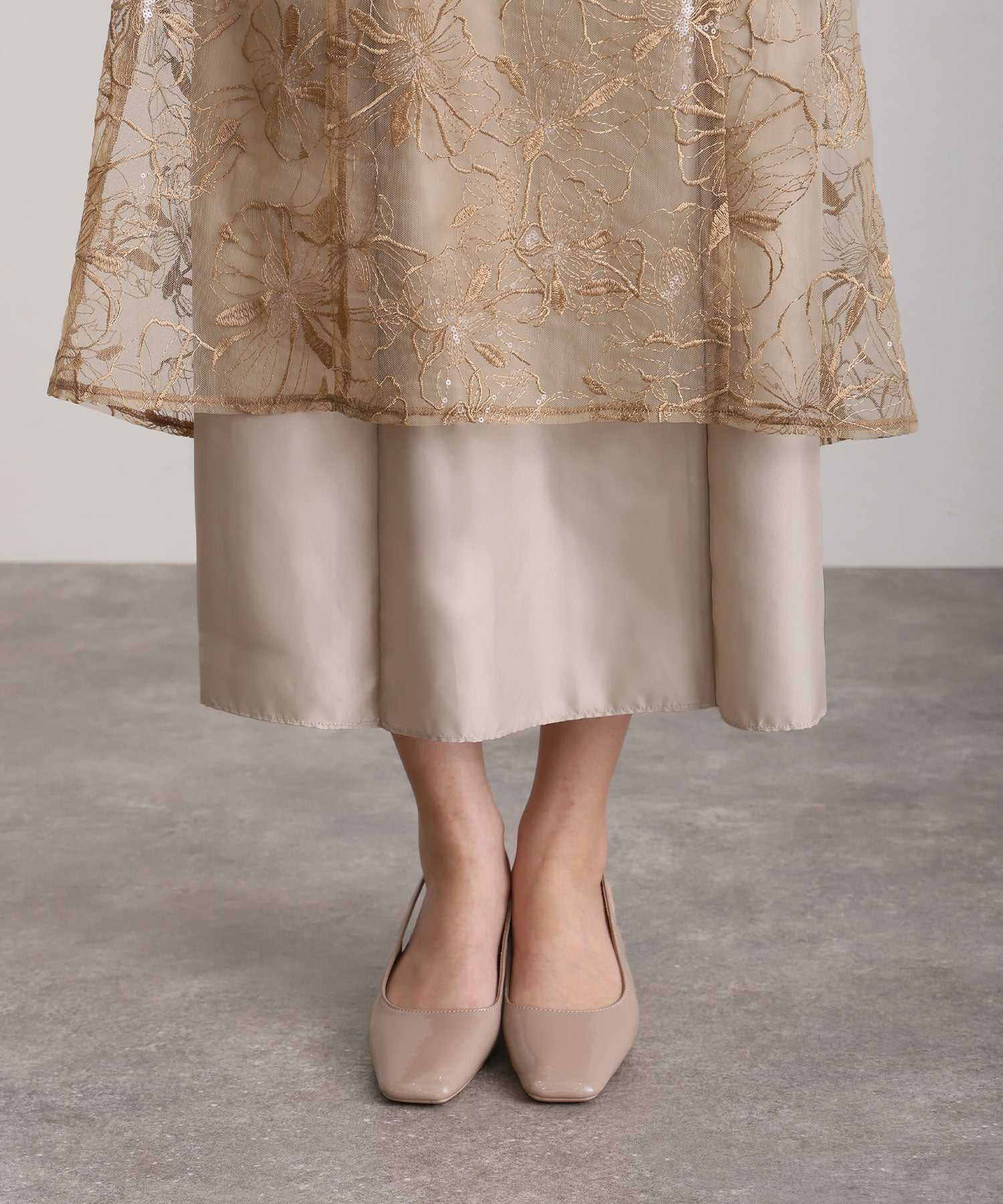 プールヴー PourVous 七分袖&ミモレ丈同窓会成人式オフショルダースパンコールAラインチュールお呼ばれ結婚式二次会フォーマルオケージョンドレスパーティードレス フォーマル ワンピース パーティードレス 20代 30代 40代 (ライトグリーン) ライトグリーン