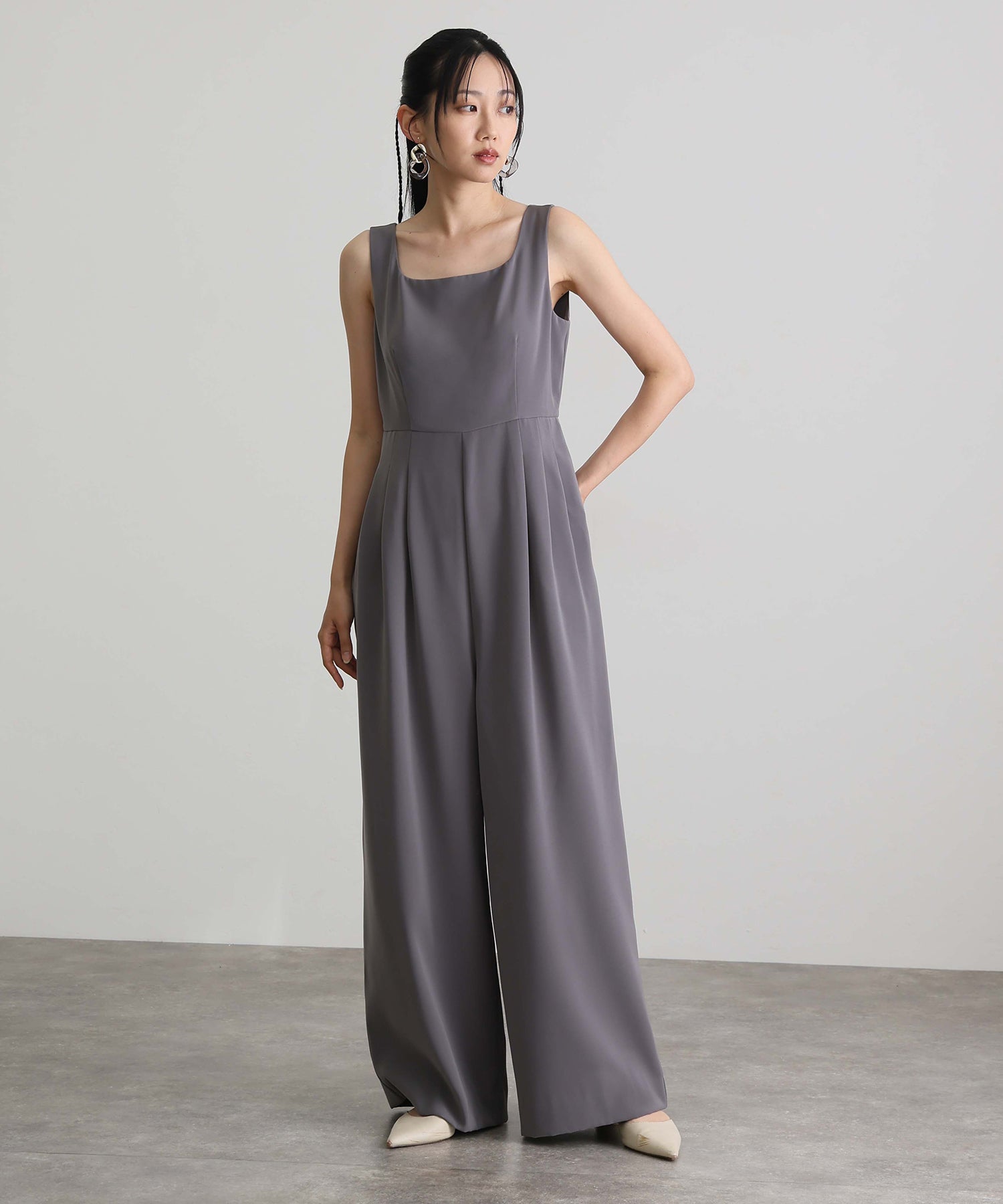 プールヴー PourVous セットアップパーティードレス結婚式二次会&ワイドパンツペプラム2点セットオーガンジーセレモニーフォーマルロング丈オケージョンドレス同窓会成人式 フォーマル ワンピース パーティードレス (ブラック) ブラック