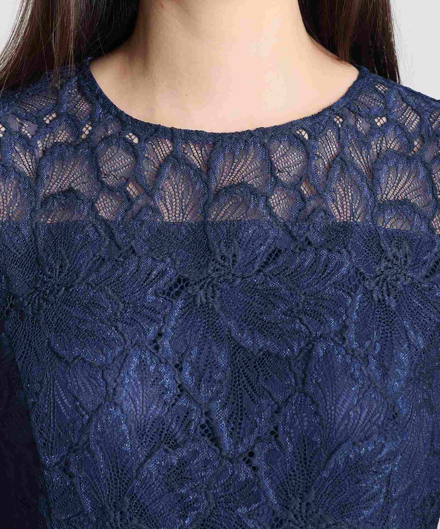 プールヴー PourVous ロング&七分袖フォーマルベルスリーブフレアクルーネック総レースシアー大きいサイズ結婚式二次会パーティードレスオケージョンドレス同窓会成人式 フォーマル ワンピース パーティードレス (ブラック) ブラック