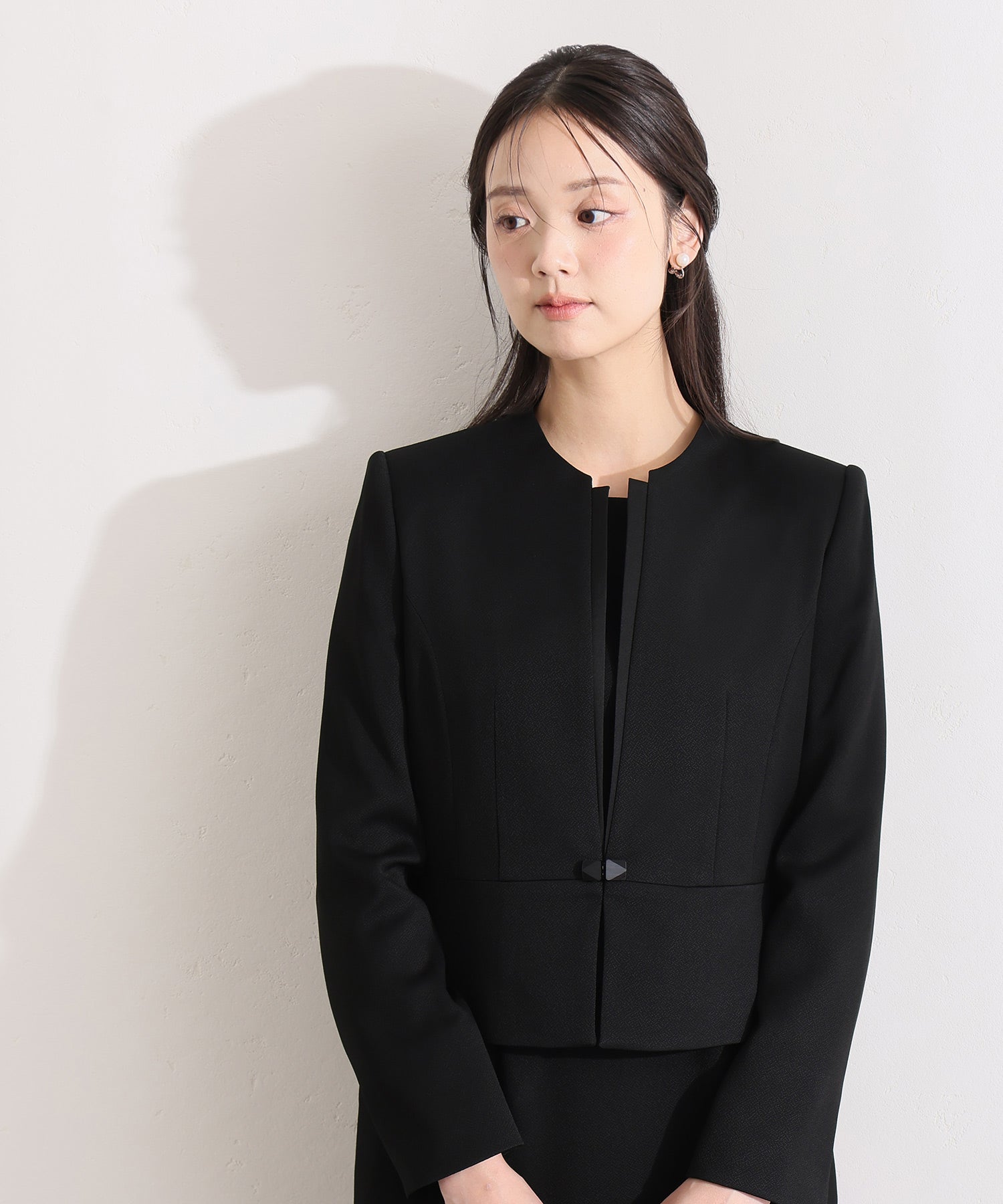 PourVous Front Tuck One-Piece Formal Mourning Dress & Graduation No-Co