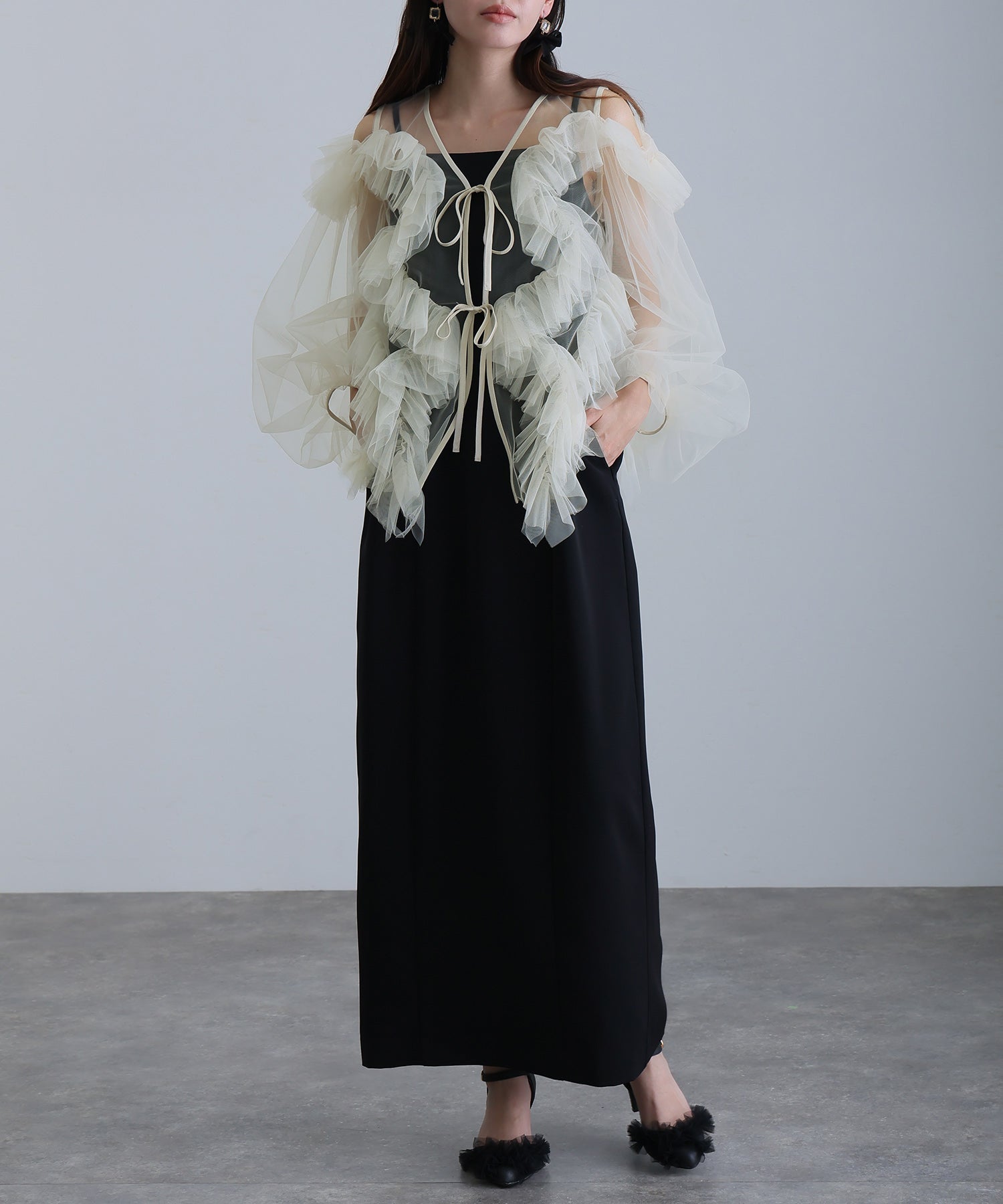 プールヴー PourVous ジグザグチュールドレスロング&袖ありフォーマルお呼ばれ結婚式二次会パーティードレスオケージョンドレス同窓会成人式 フォーマル ワンピース パーティードレス 20代 30代 40代 (ベージュ×ブラック) ベージュ×ブラック