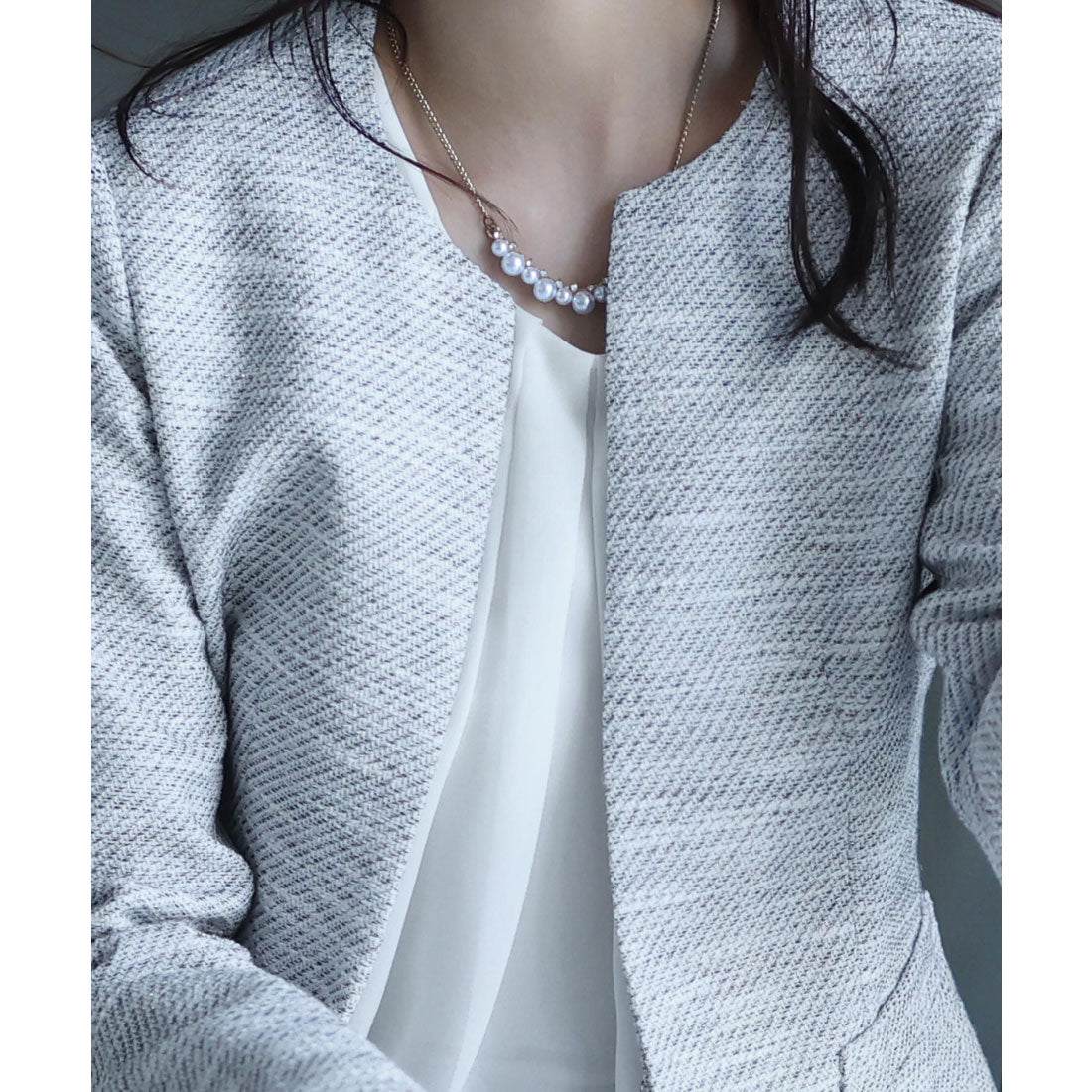 プールヴー PourVous ノーカラーパンツスーツ