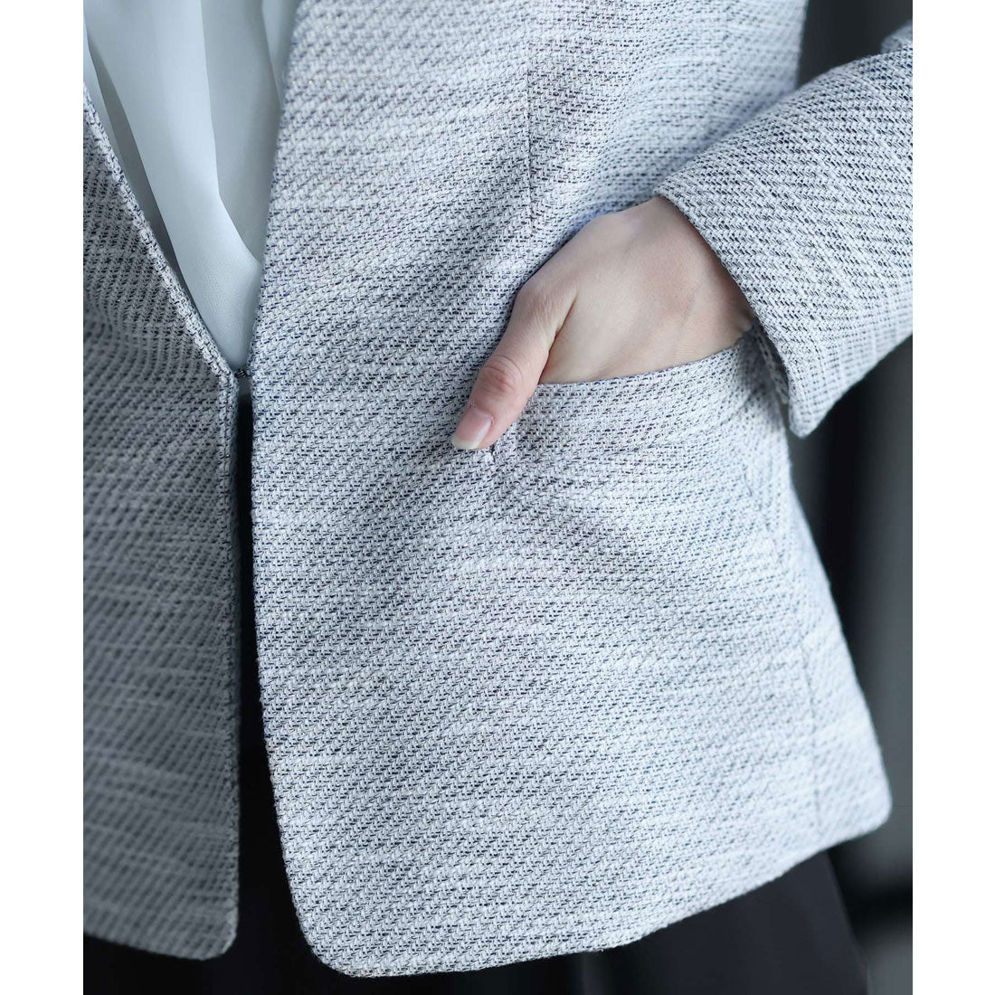 プールヴー PourVous ノーカラーパンツスーツ