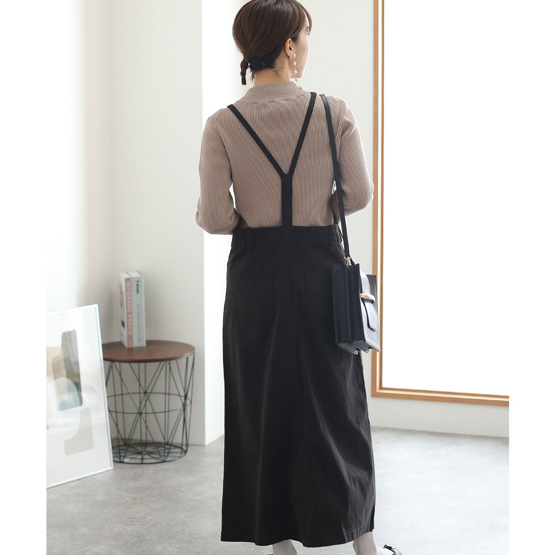 プールヴー PourVous ツイルマキシ丈スカートサロペット