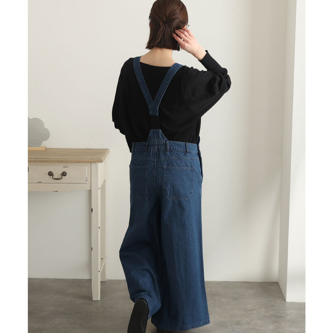 プールヴー PourVous カシュクールデニムサロペット