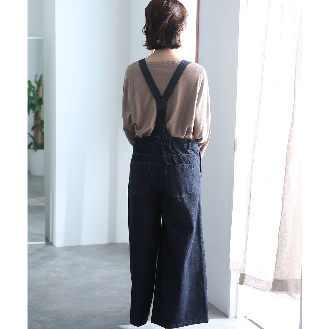 プールヴー PourVous カシュクールデニムサロペット