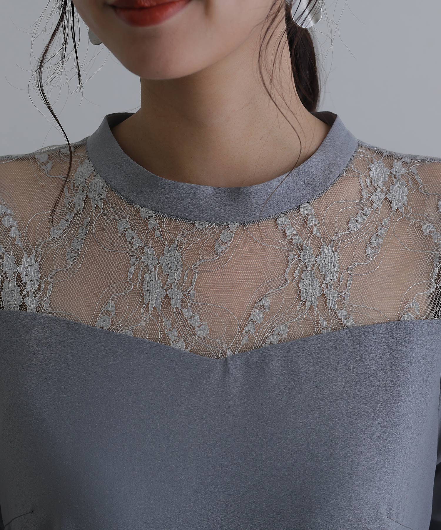 プールヴー PourVous ミモレ丈&袖ありフォーマルギャザースリーブ大きいサイズ結婚式パーティードレス ワンピース 20代 30代 40代 (ネイビー) ネイビー