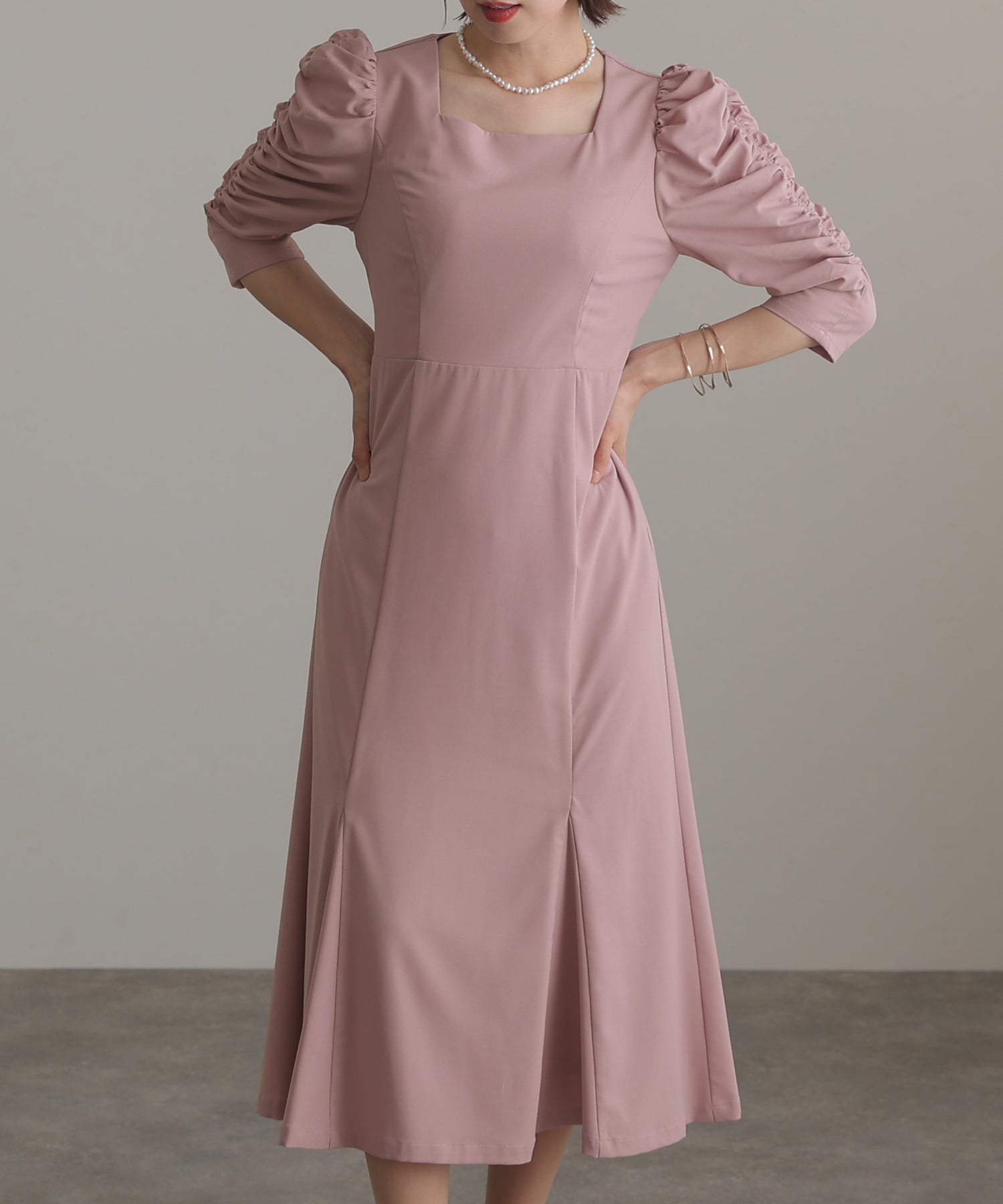 PourVous Backless Party Dress Ceremony 3/4 Sleeve & Midi Length Wedding Formal Dress 20s 30s 40s